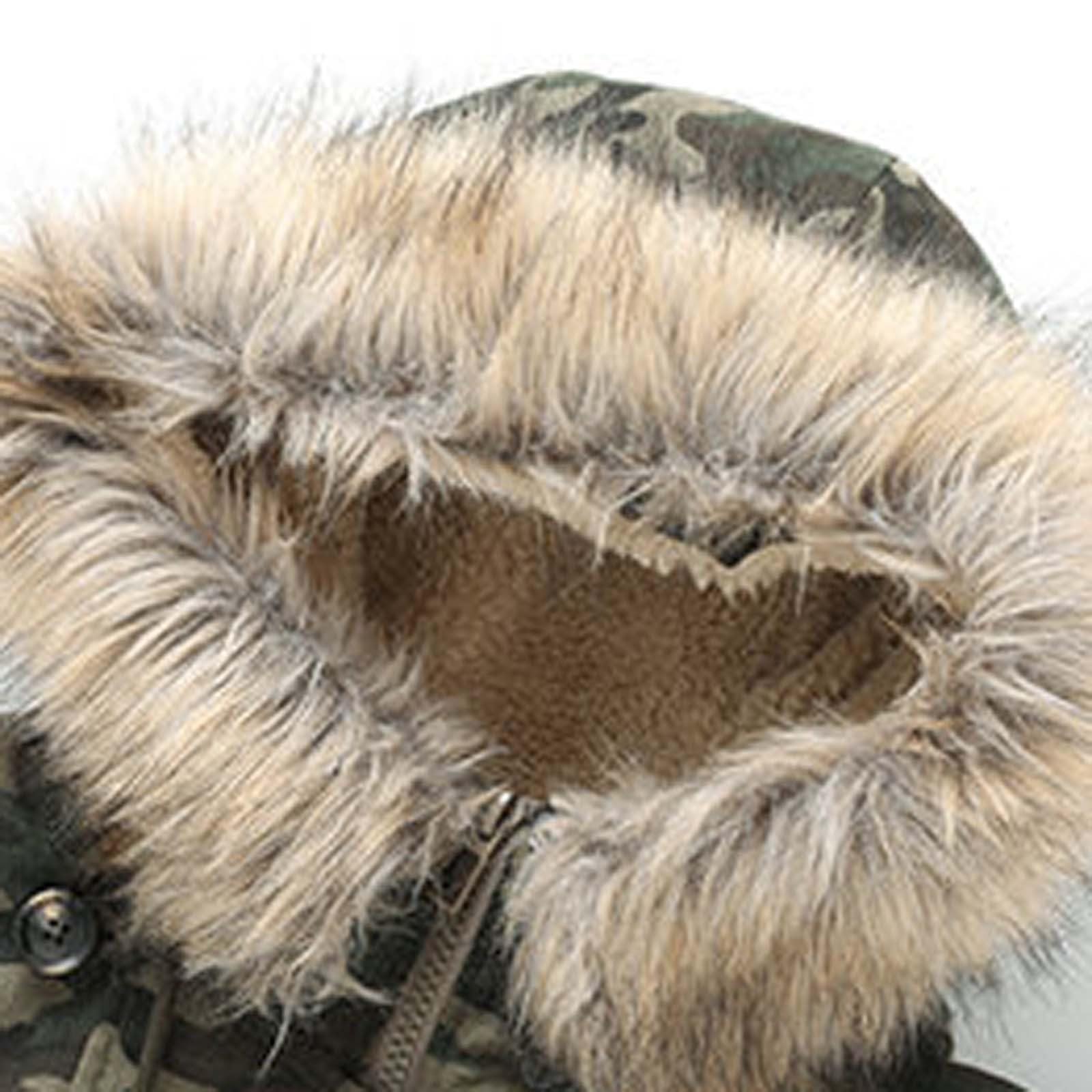 Herren Skijacke Warm Gefüttert Winterjacke mit Fellkapuze Outdoor Snowboardjacke Gepolstert Camouflage Vintage Übergangsjacke Winddichte Windbreaker Dicke Steppjacke