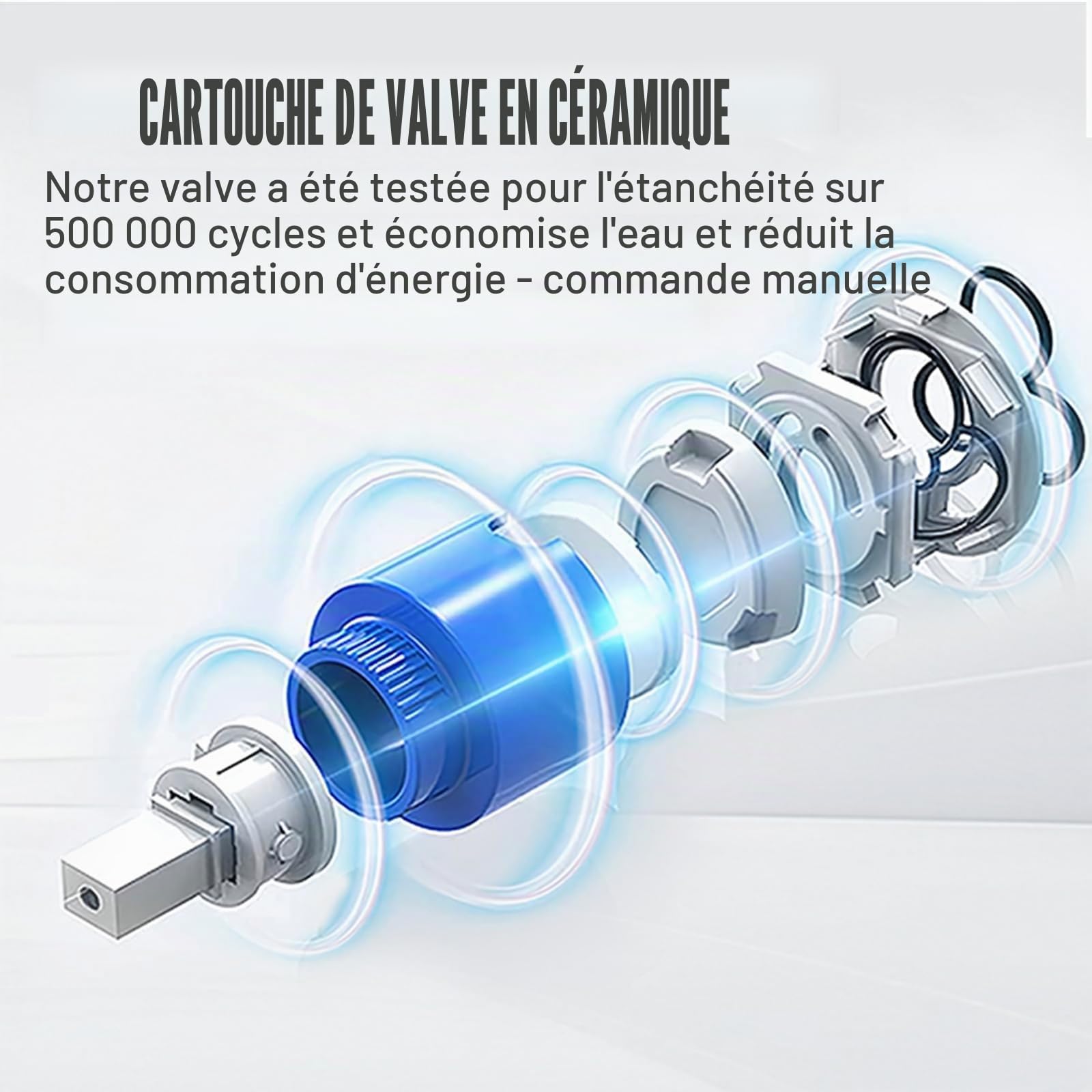 Robinet Salle Bain avec Douchette Extractible à 4 Modes, LED Robinet de lavabo Cascade, Rotatif à 360° Mitigeur de Lavabo, Moderne G 3/8, Noir
