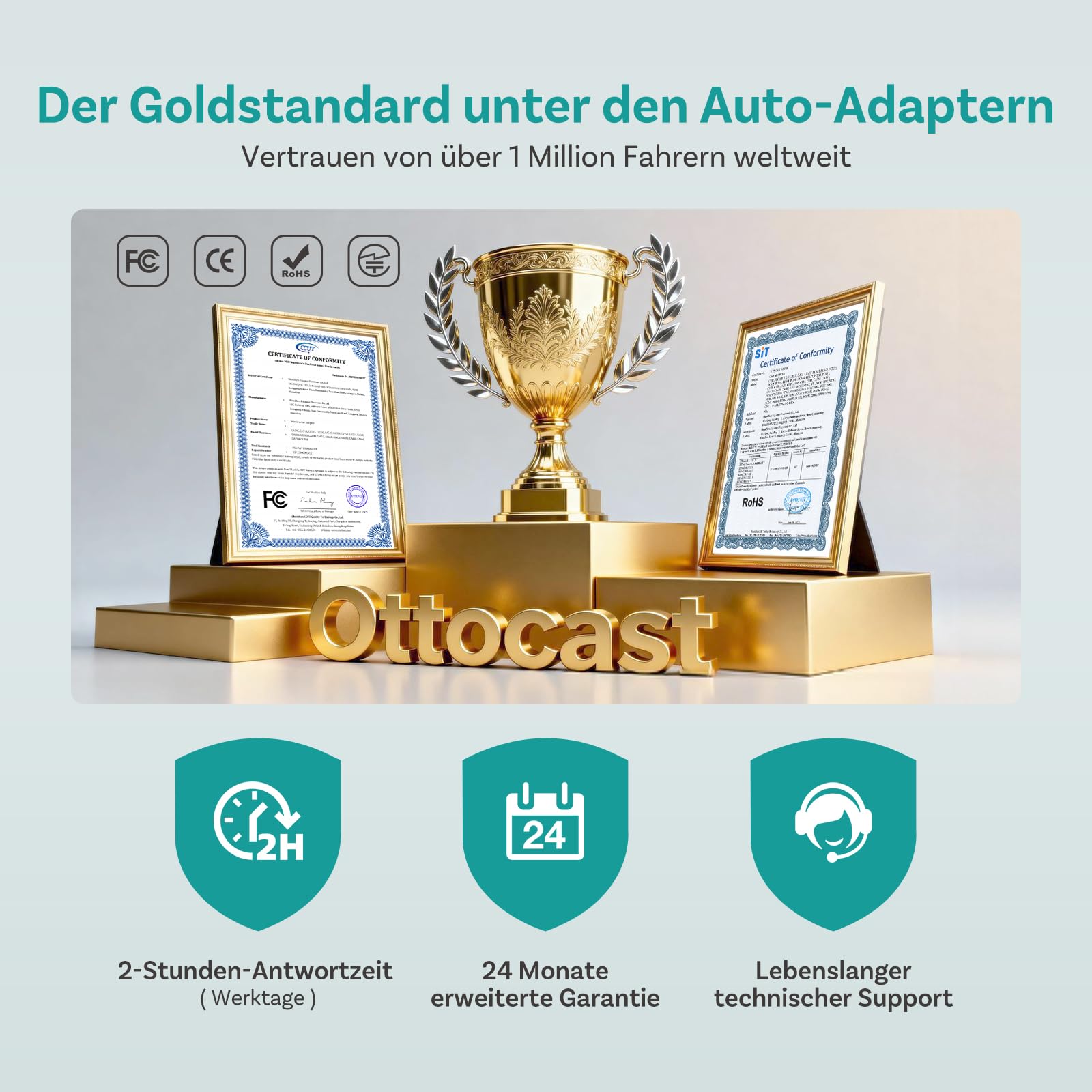 OTTOCAST Mini Nova, 2026 Verbesserter 2-in-1 Wireless CarPlay Android Auto Adapter für iOS- und Android Smartphones, stabile Verbindung ohne Verzögerung, automatische Verbindung, ultrakompaktes Design