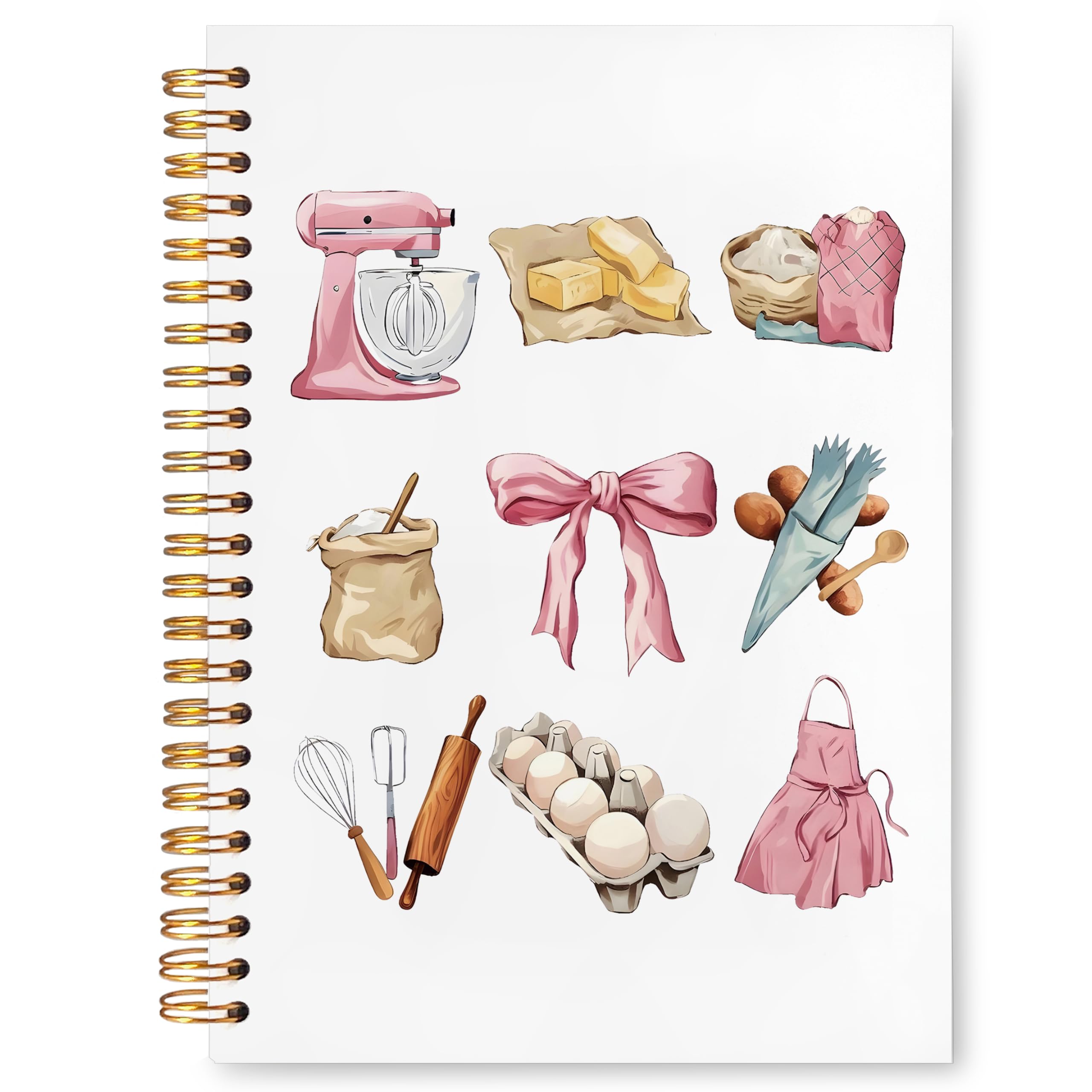 Pinke Schleife, Backgeschenke, Notizbuch, Geschenke für Backliebhaber, Tagebuch, Bäcker-Geschenke für Frauen, Tagebücher, Kokette, rosa Schleife, Backzubehör, Hardcover, Spiralnotizbücher, 14