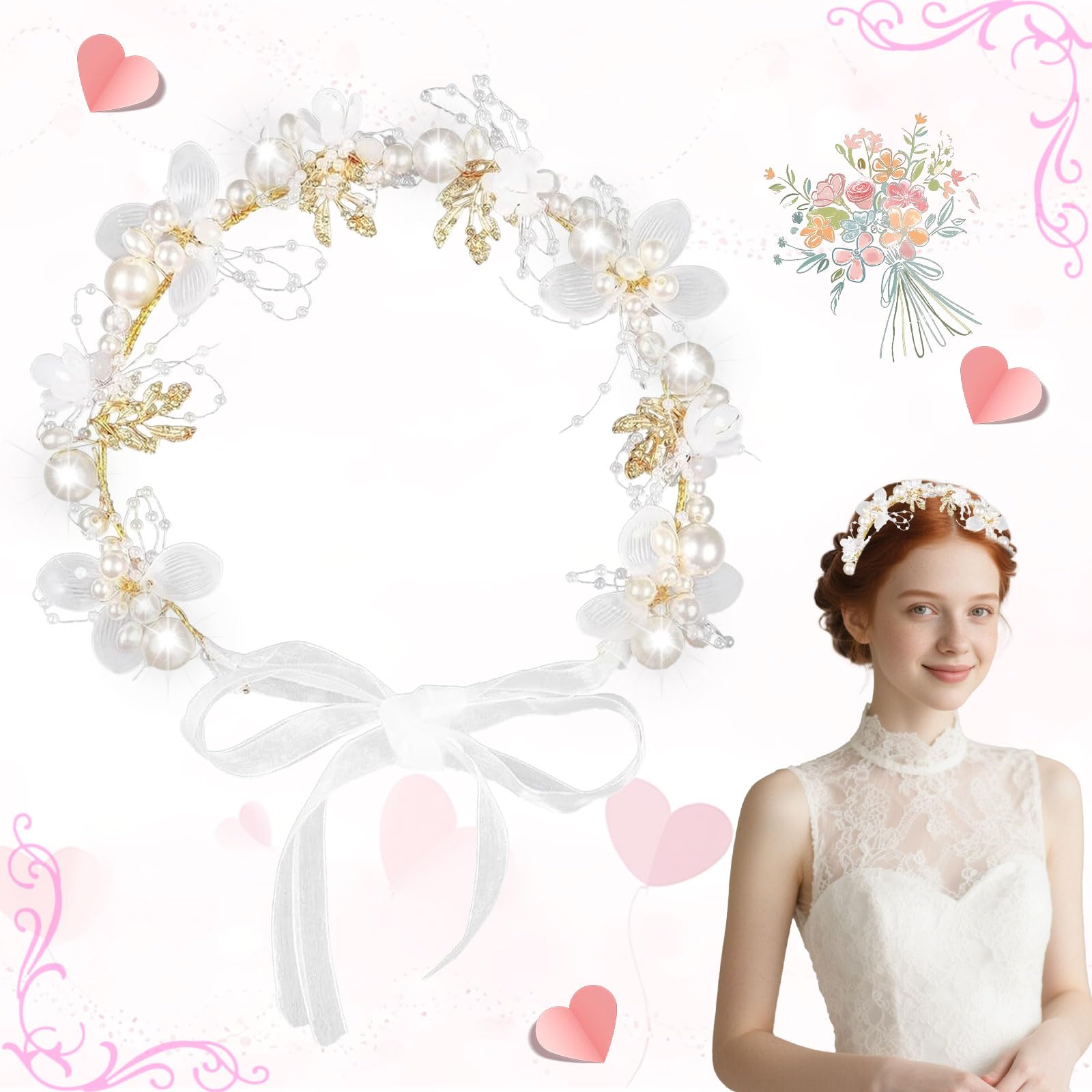 Blumen-Stirnband Mit Perlen – Elegant Für Hochzeit, Ball & Feiern