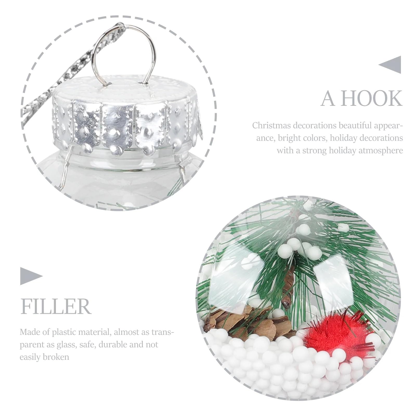 Yayun 50 Pcs Clear Plastic Fillable DIY Hollow Sphere, Christmas Ornaments Baubles Balls For DIY