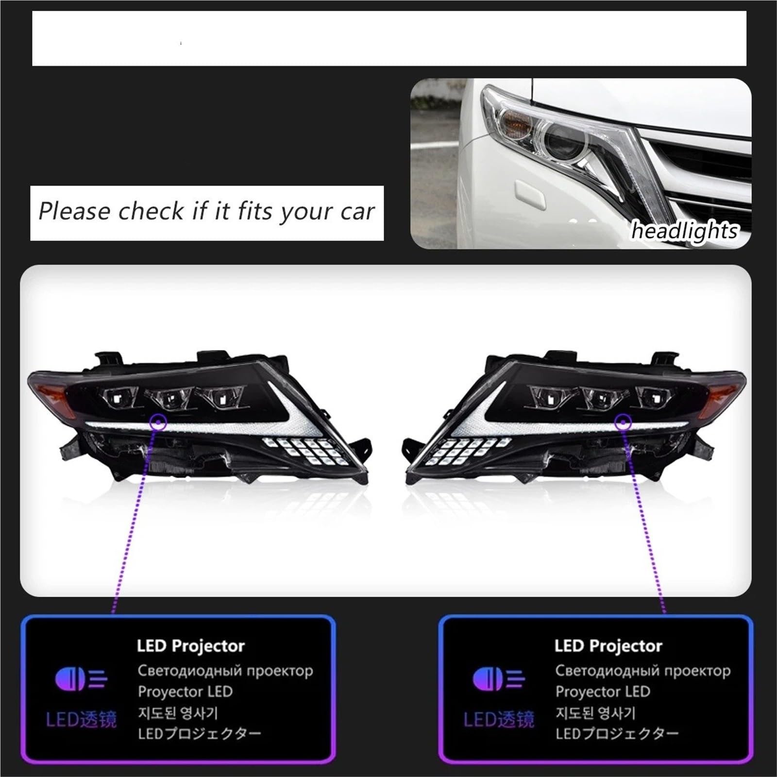 Faro Anteriore per Toyota Harrier Venza 2009-2013 Faro proiettore Faro Luce Diurna Accessori automobilistici Luce Auto Gruppo Faro Auto