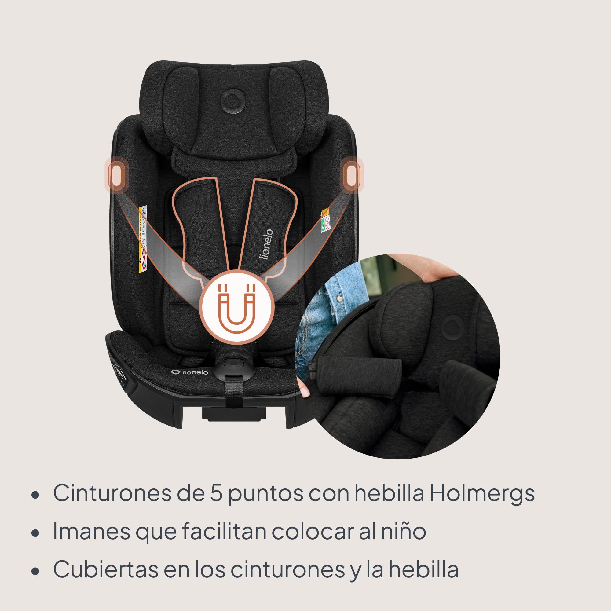 Lionelo Moxie Next i-Size Silla de Coche Para Niños Aprox. 0-4 Años (40-105 Cm), 0-18 Kg, Instalación Sobre Base Giratoria 360°, Protección Lateral SIP, Ajuste Del Reposacabezas Y De La Inclinación