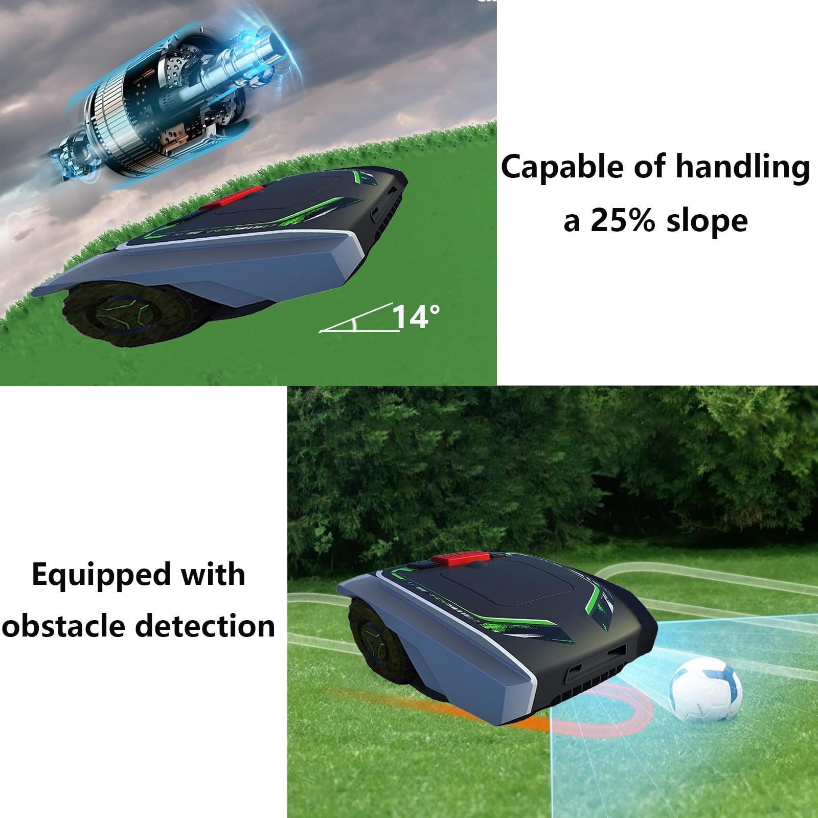 Robot CortacéSped, DeteccióN Precisa De Rotura De Cable LíMite, CortacéSped RobóTico AutomáTico con NavegacióN, Robot De Corte, Controlado por AplicacióN, CéSped De hasta 1500㎡,Black