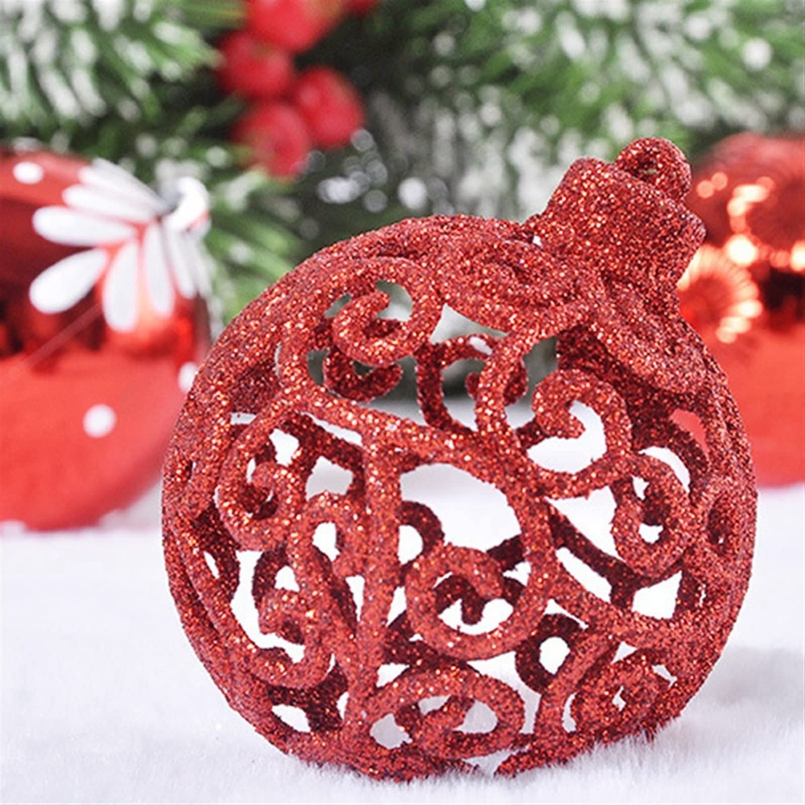 INEOUT 13 0pcs Adorno de Navidad Bola árbol de Navidad electroplacante Bola de plástico Adornado Pintado de árboles de árbol Bola de Estrella (Color : BlueWhite)