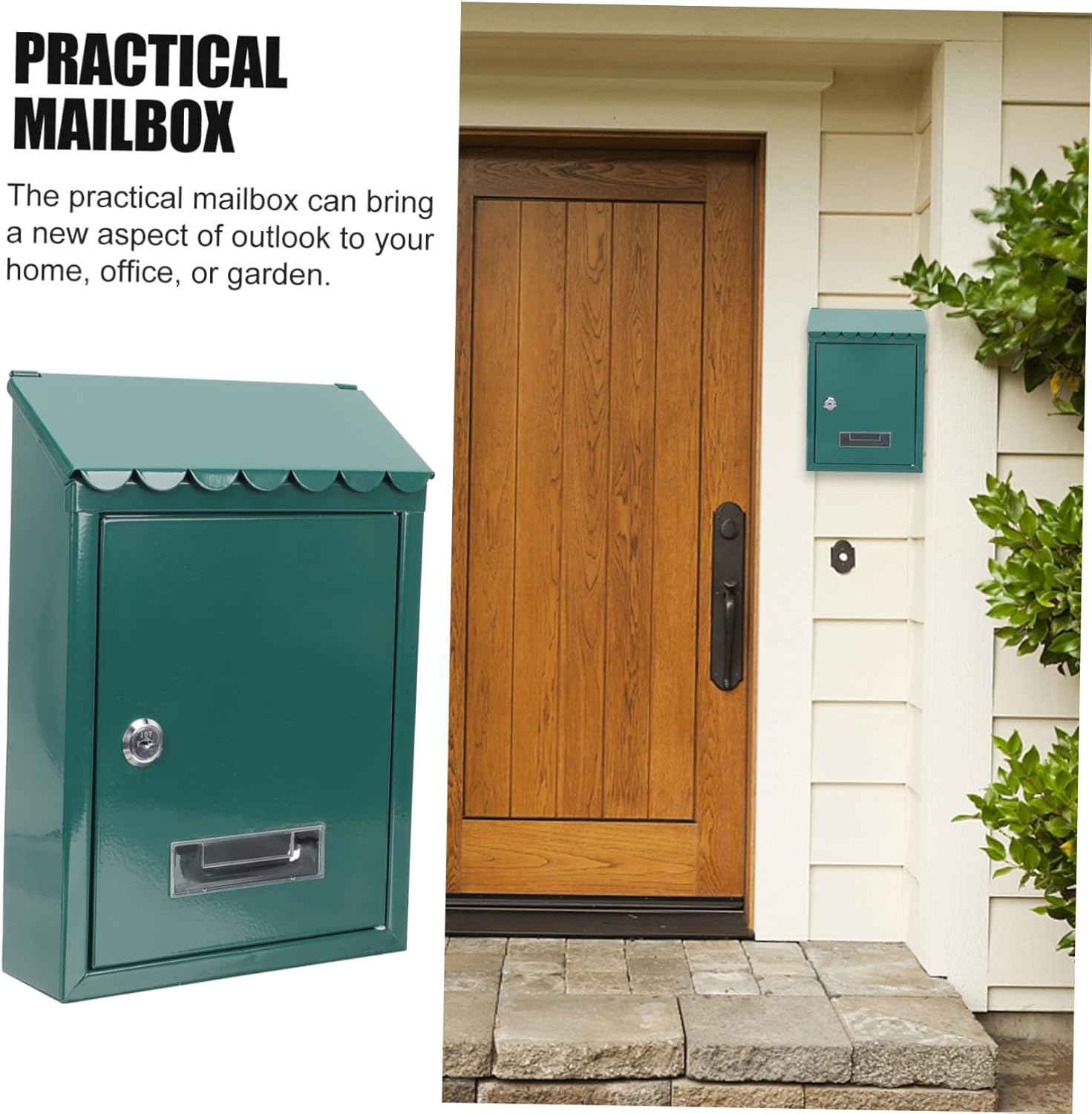 Wall-Mount Metal Mailbox with Lock Vintage Outdoor Post Box for Secure Letter Collection Durable Construction Weather-Resistant Design for Home and Garden Use