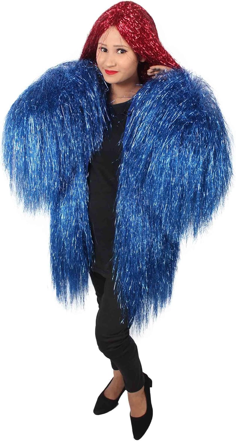 HPO Unisex Festival Carnival Thin Tinsel Jacket with Loose Fit | Extra Dense Tinsel | Multiple Size and Color Options