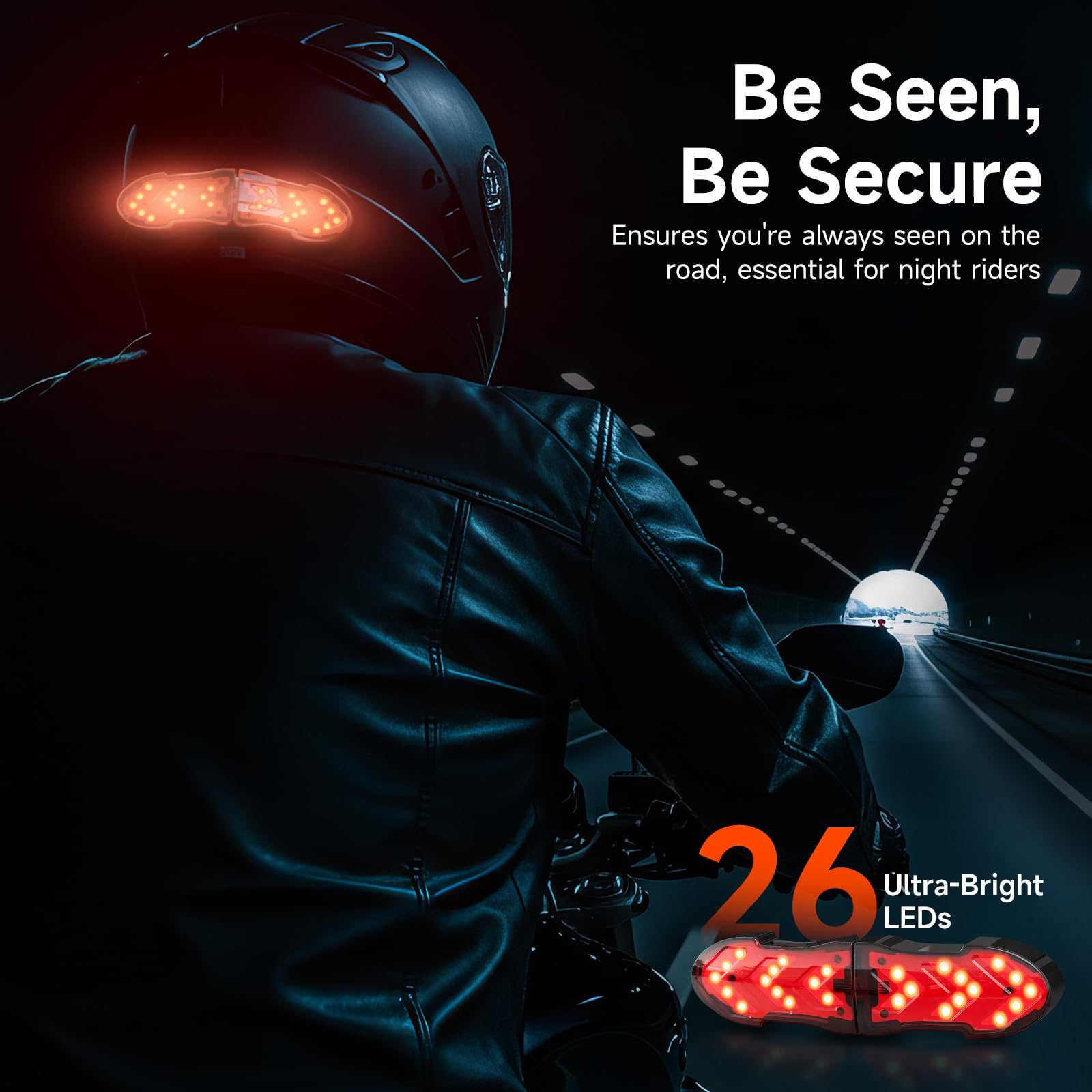 Moman Luce per Casco da Moto, Luce di Segnalazione a LED per Bicicletta Casco con Indicatori di Direzione Luce Rossa di Avvertimento per Guida Notturna con Cavo di Ricarica Impermeabile IPX4