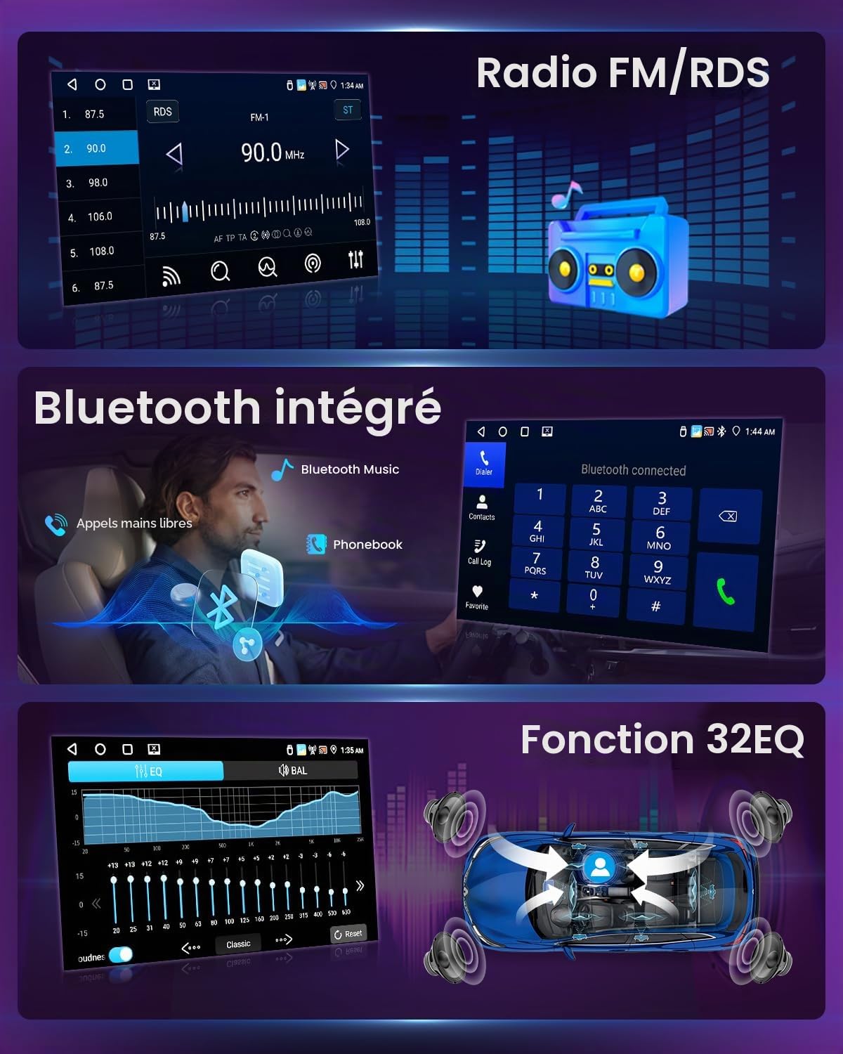 Inefala 4+64G 10'' Android 15 Radio pour Renault Clio 4 2012-2018