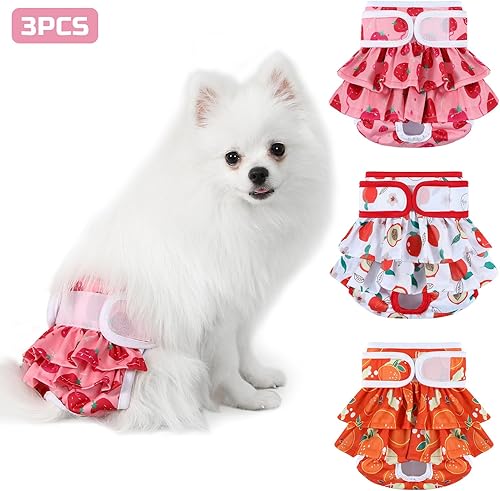 Miniatura 48 de Pañales reutilizables para perras, paquete de 3 pañales lavables altamente absorbentes, pañales flexibles para perritos, a prueba de fugas, pañales
