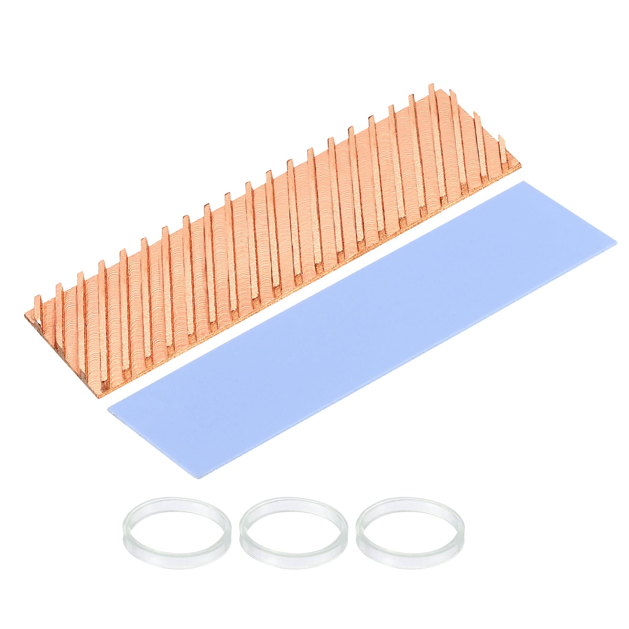 Copper Heatsink 70x20x3mm with Thermal Pad and Rubber Ring for M.2 SSD Module, PC, Laptop Cooler 1 Set