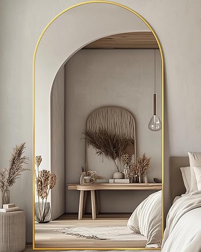 Vista 43 de Espejo de longitud completa, de 58 x 19 pulgadas, de suelo, arqueado, de pie, no empotrado, con soporte, colgante, montado para dormitorio, sala