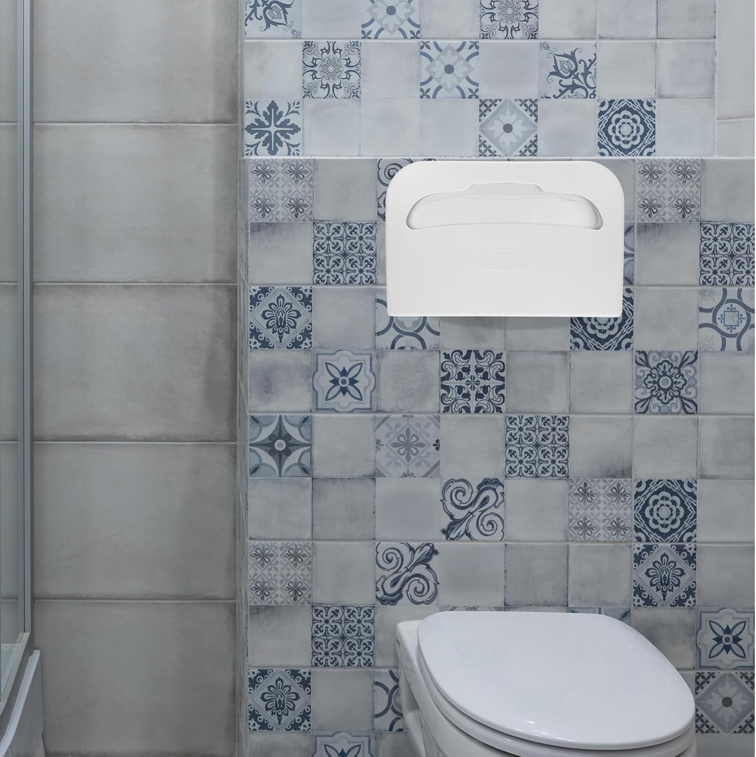 Wall Mount Toilet Seat Cover Dispenser Reusable Plastic Holder for Towels Sturdy Construction Quick Installation for Bathroom Space Saving and Cleanliness