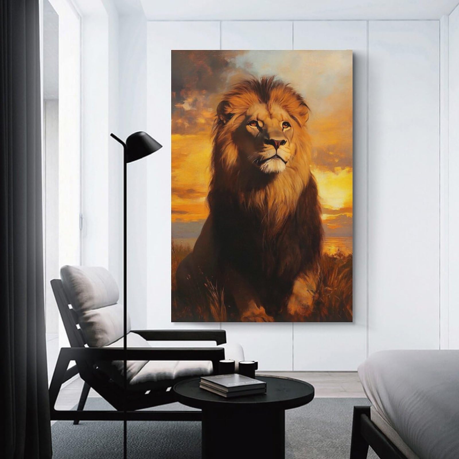 Junmoney Unframe-Style-16 Decorative Wall Artwork Majestic Lion At Sunset Poster, Picture, Metal Print, Paint By Tesiga, 08X12inch(20X30cm), For New Homes, Bedrooms Or Workspaces, Canvas Artwork With Gifting Potential
