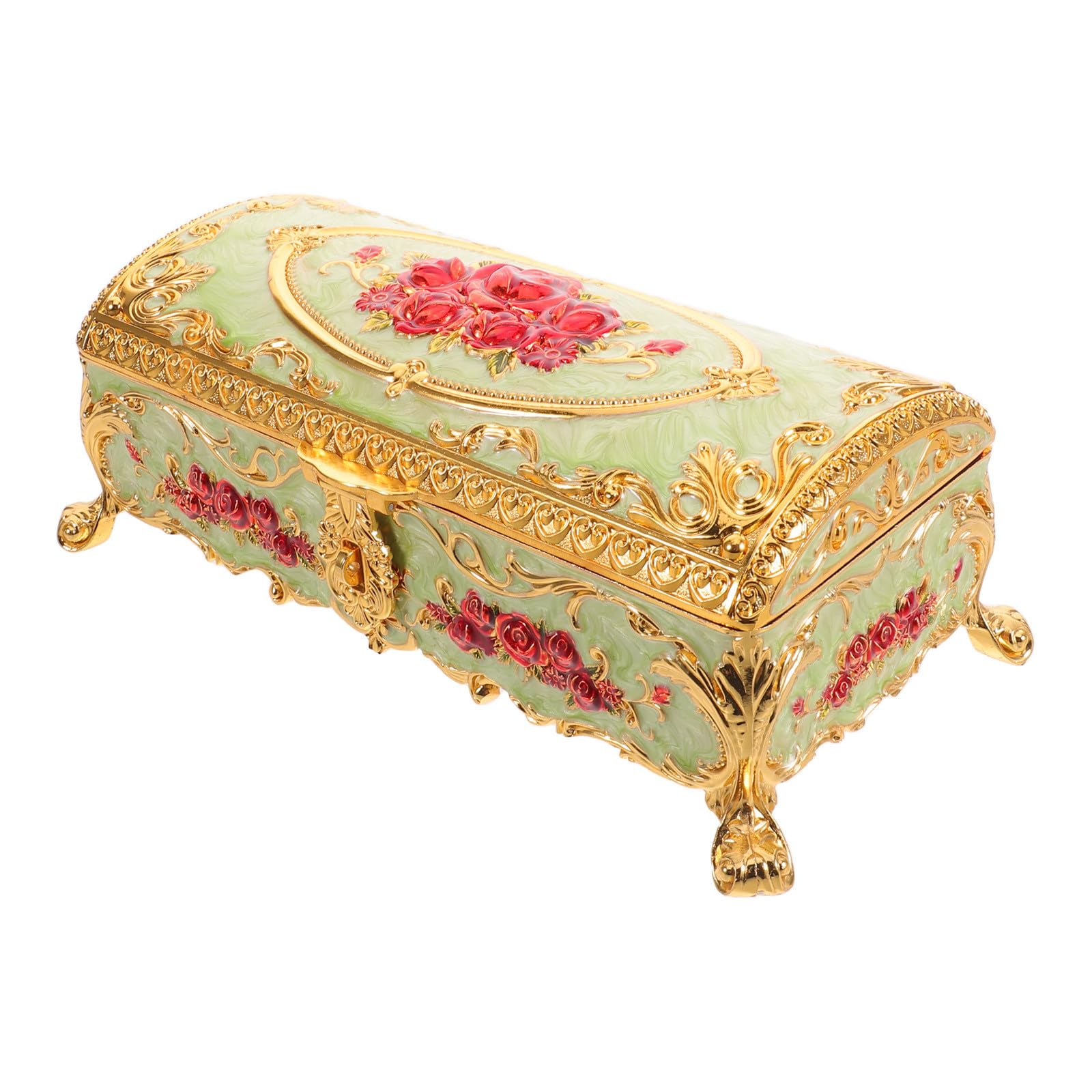 BESPORTBLE Vintage Jewelry Box Rettangolare in Lega di Zinco con Incisioni in Stile, Portagioie per Gioielli Pregiati da Donna, Perfetto per Casa e Regalo