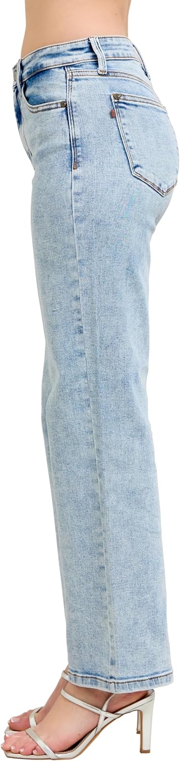 Judy Blue Womens Jeans - High Waisted Stone Wash Straight Fit - Image 3