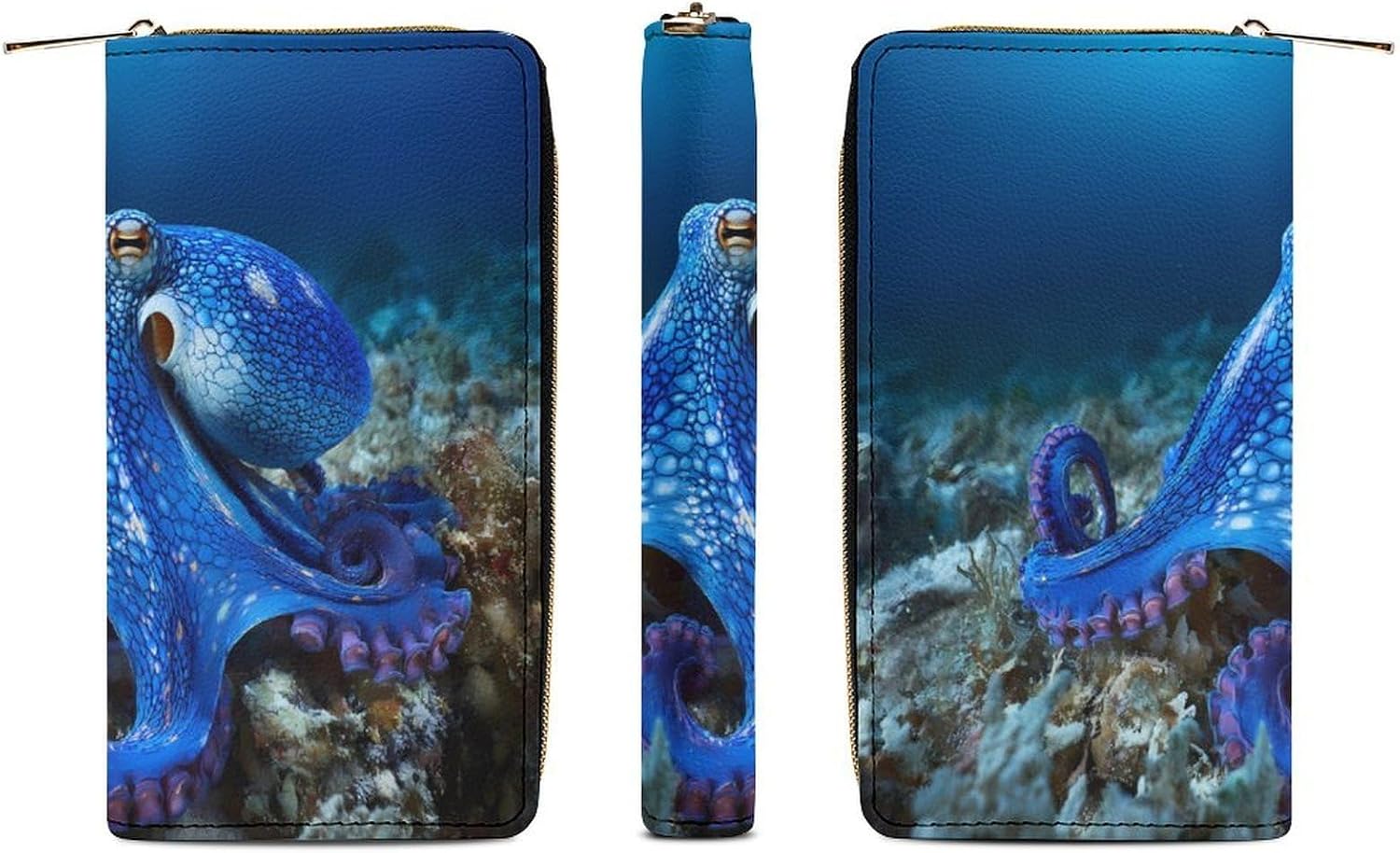 Funny Octopus Long Zippered Pouch for Men And Women Large Clutch Cash Wallet with Credit Card Slots
