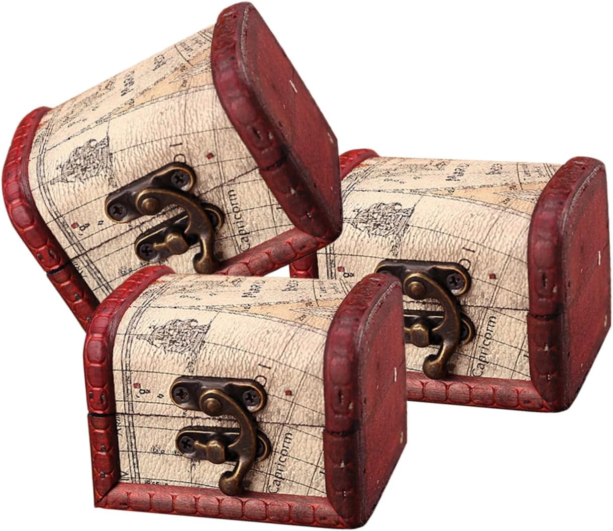 BESPORTBLE 3pcs Jewelry Box Treasure Chest Vintage Wooden Storage Decorative Organizer