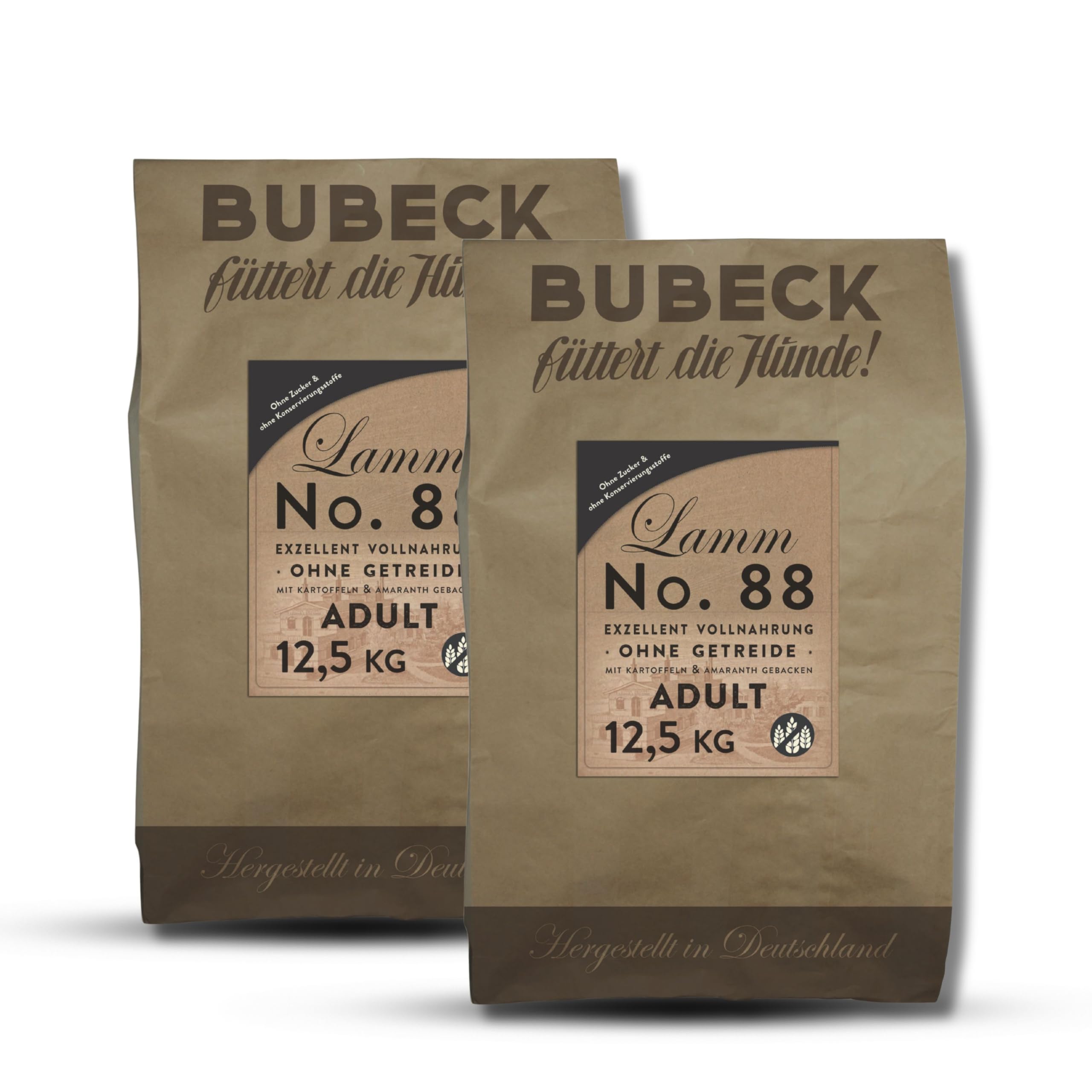 Bubeck 25kg Vorratspack (2 x 12,5kg) – No. 88 Lamm & Kartoffel Trockenfutter getreidefrei – Single Protein für Allergiker, im Steinofen gebacken