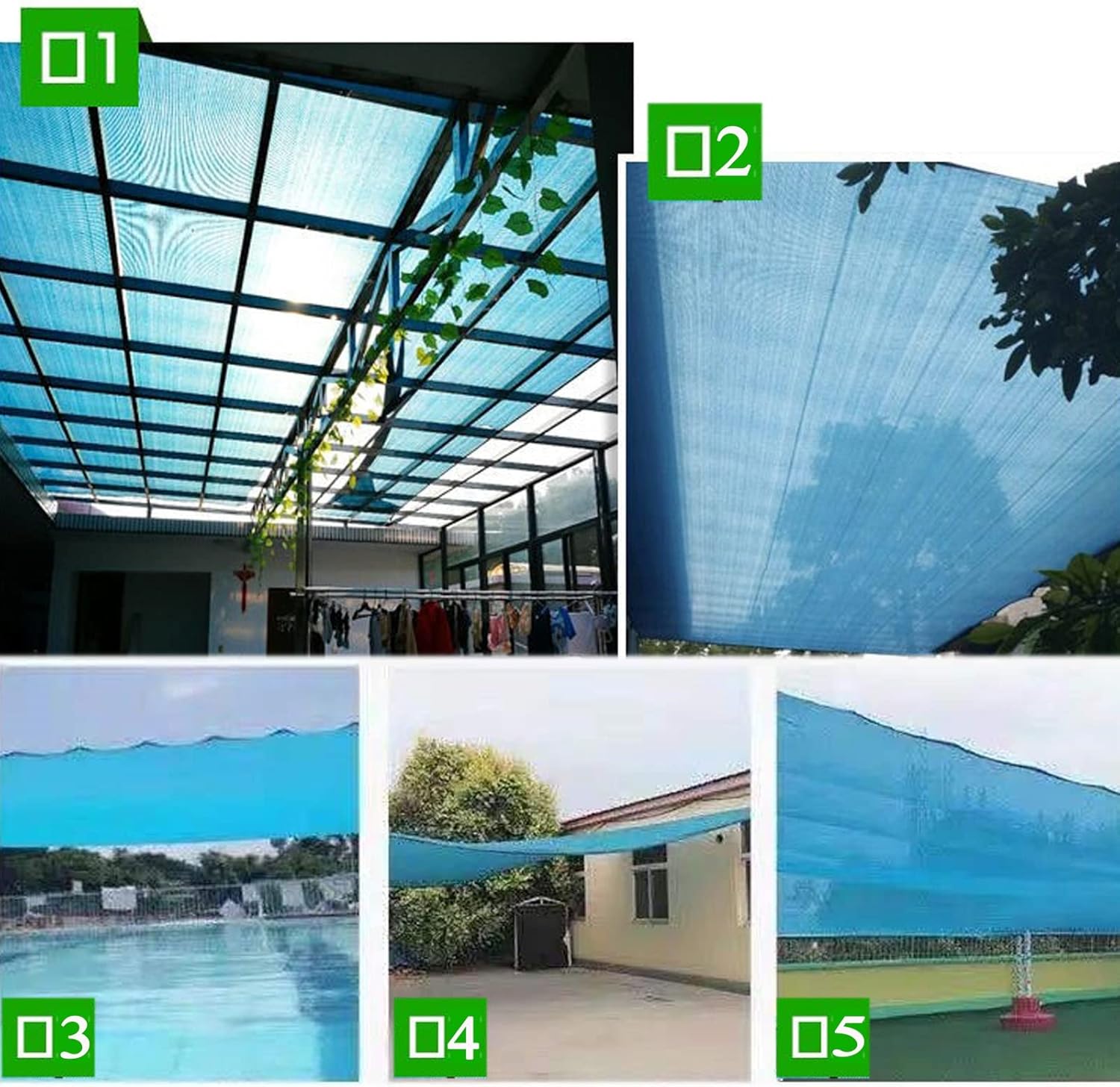 LIGUOYI Blue Canopy Awning Patio Covers for Shade, Tear Proof 80% UV Super Durable Rectangle Sun Shade Sail, Shade Canopy Water & Air Permeable, for Yard Garden Outdoor Patio Shade Canopy