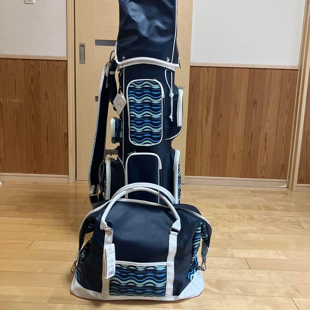 マンダリナダック/Kasco レディース キャディバッグ【黒×白】美品！ キャスコ マンダリナダック レディース キャディバッグ【黒×白】美品