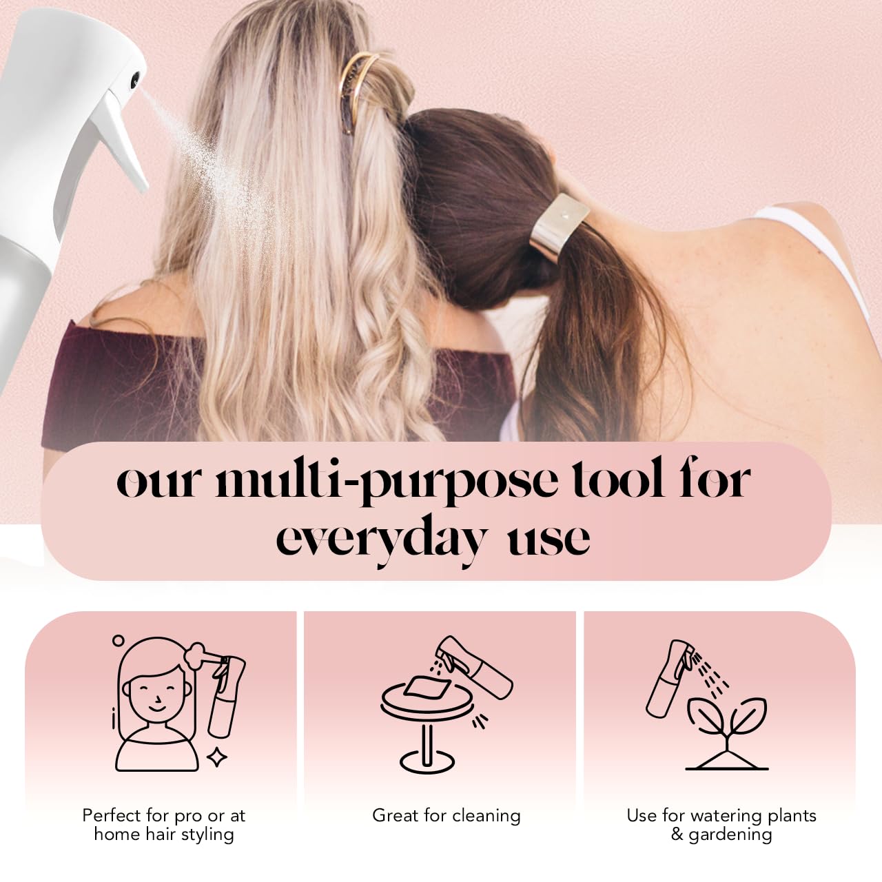 Kitsch Continuous Spray Bottle for Hair – Fine Mist Water Mister & Water Spray Bottle – Recycled Hair Spray Bottle – Spray Bottles for Cleaning, Styling, Plants & More – White, 150ml image 5 of 8 B0CVZXQGZ3