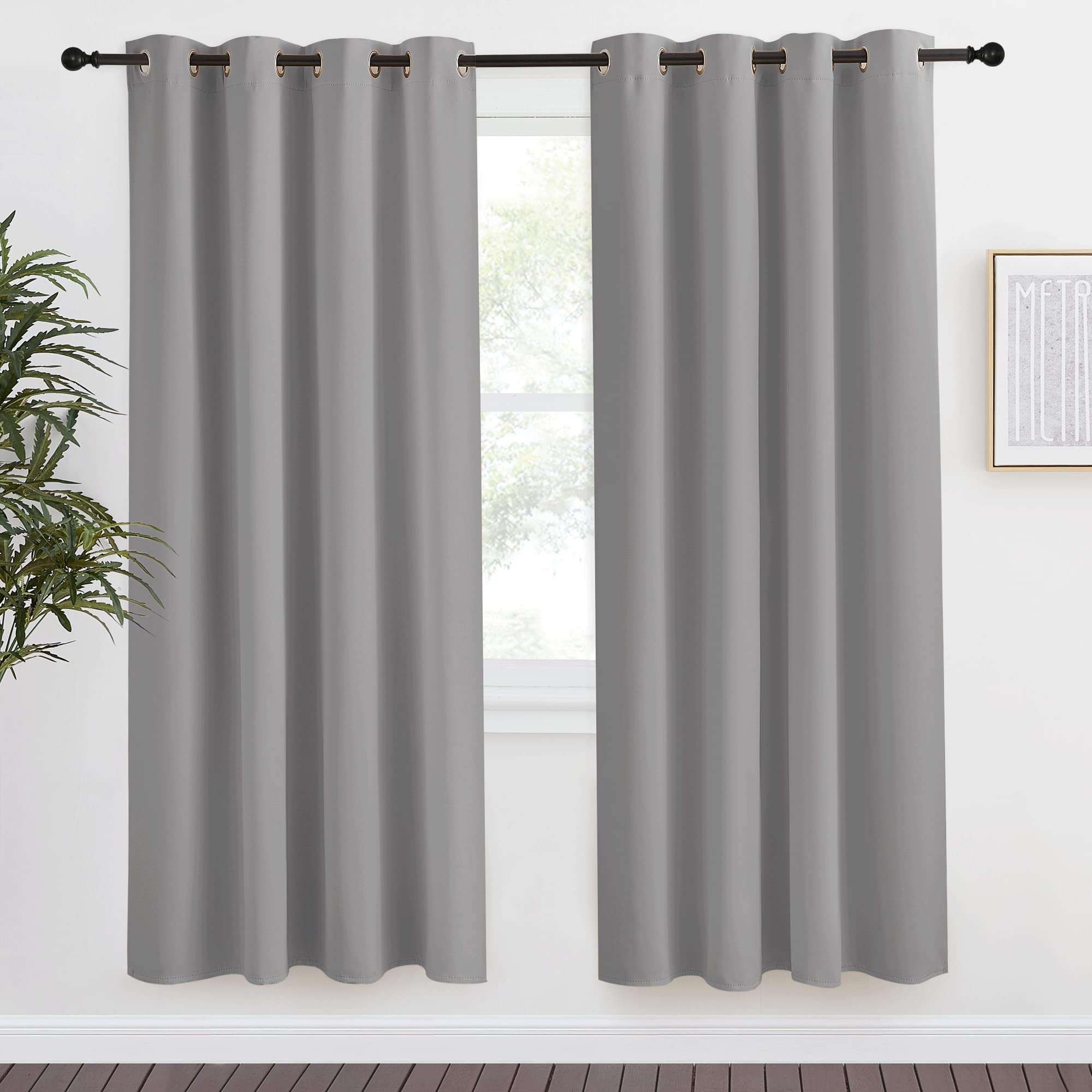 NICETOWN Blackout Curtain & Drape 78 inch Length, 55 inch Wide, Sold by 1 Panel, Silver Grey Color, Noise Reducing Drapery for Living Room/Farmhouse