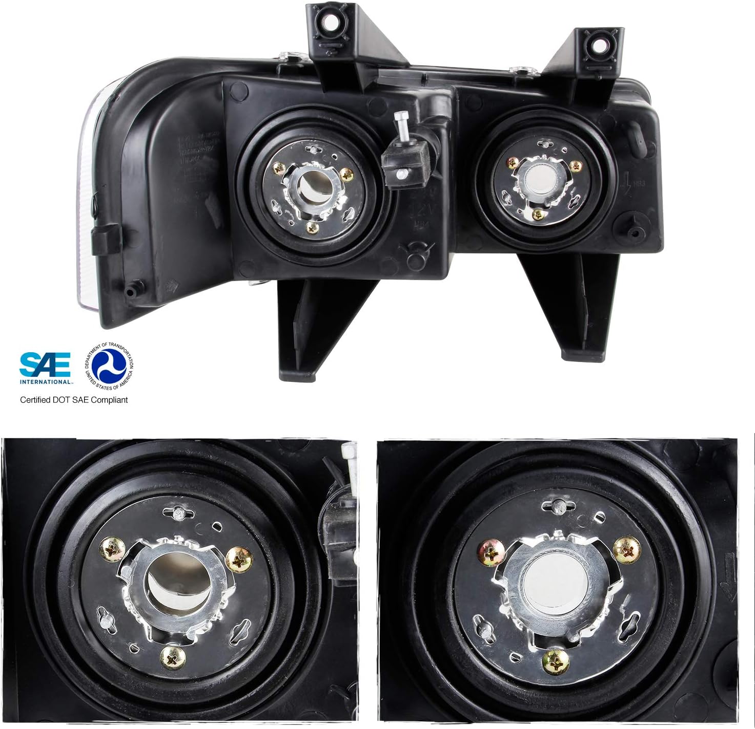 AKKON - For 03-24 Chevy Express | GMC Savana 1500 2500 3500 Black Housing Headlight (Upper) Lamp Left+ + Right