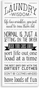 Stupell Industries Laundry Wisdom Life Phrases, Canvas Art, 10 x 24 Inches, Easy to Hang and Sturdy, Made in USA, by Stephanie Workman Marrott