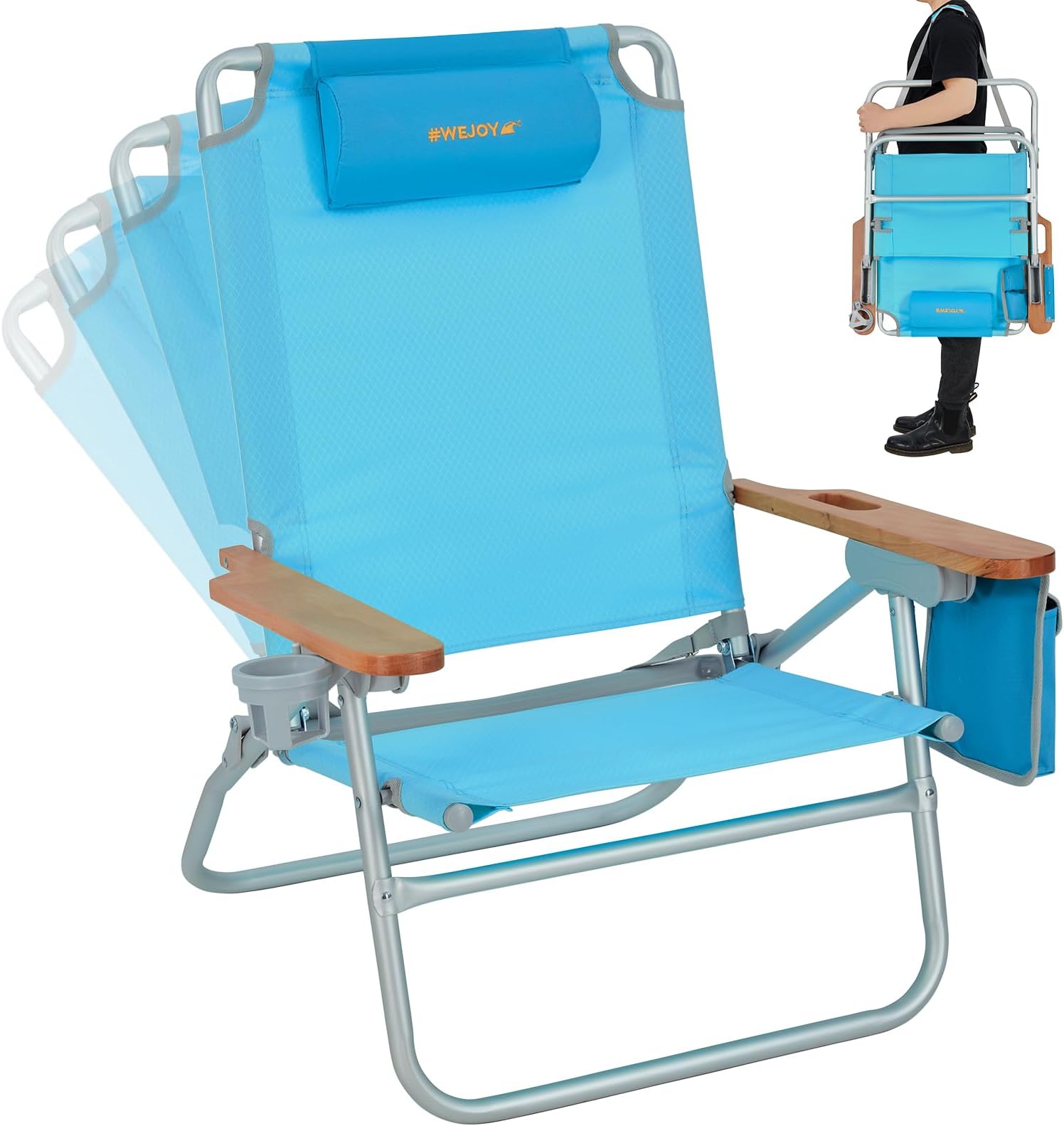 #WEJOY Folding Webbed Lawn Beach Chair - Heavy Duty Portable Outdoor Chair with Hard Armrest for Camping,Garden,Concerts,Festivals and Sand Picnic BBQ,265 LBS