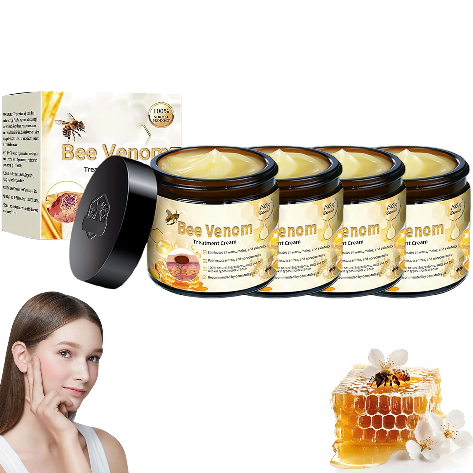 Bee Venom Skin Treatment Cream, Professional Bee Venom Cream, for All Skin Types (4 Bottle)