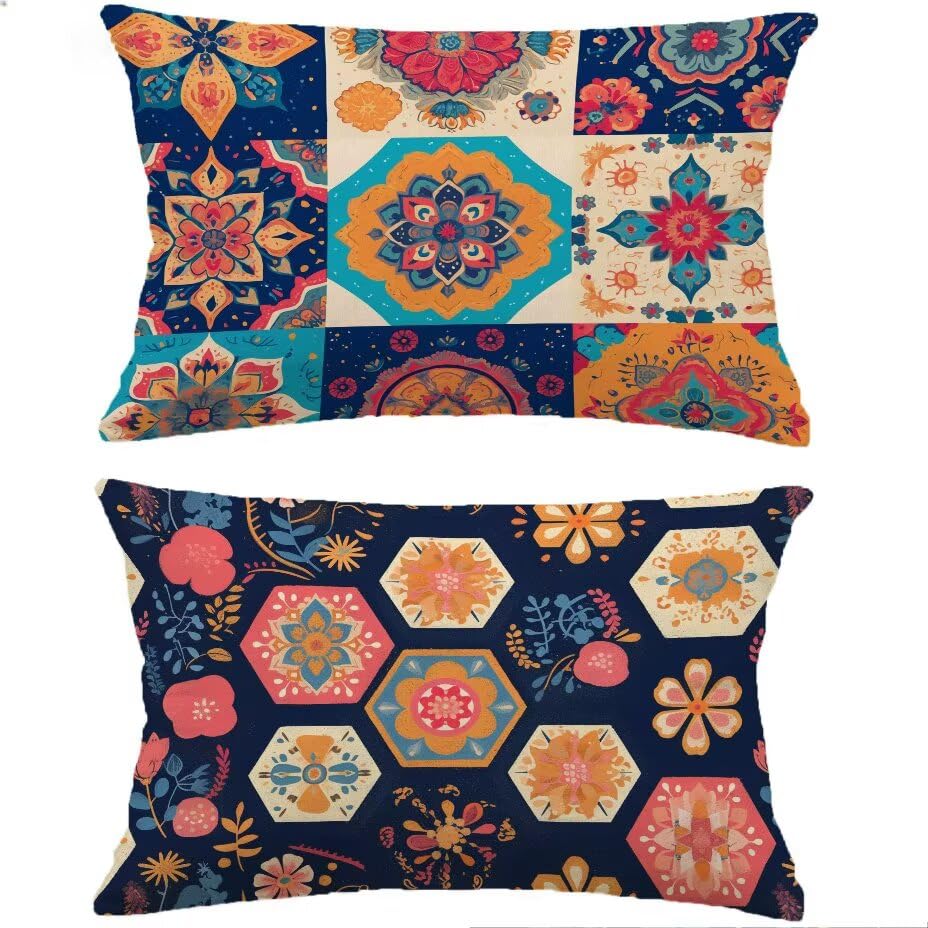 Housse Coussin Lombaire Jardin Rectangulaire 40x80 Motif Treillis Décoratif
