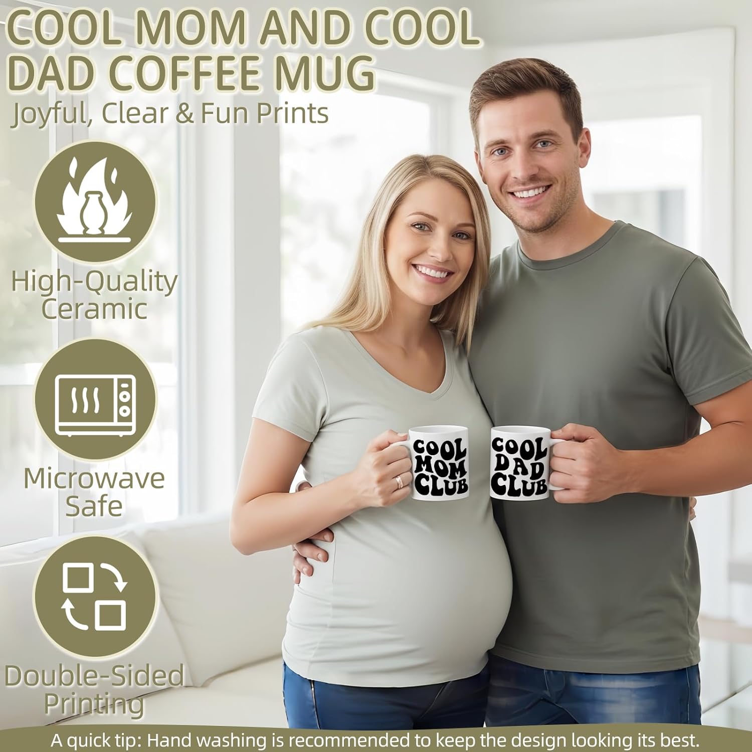 New Parents Gifts for Couples,Newborn Gifts Basket For Gender Reveal & Baby Shower with First Time New Mom and Dad to Be Mugs Set,Woven Gifts Basket For Expecting Parents to Be,New Mom Gift