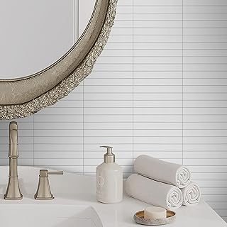 INNO STICKERS Peel and Stick Backsplash Wall Tile, 12" x 12" Kitkat White Mosaic Tile, Self-Adhesive Stick on Tile for Kit...