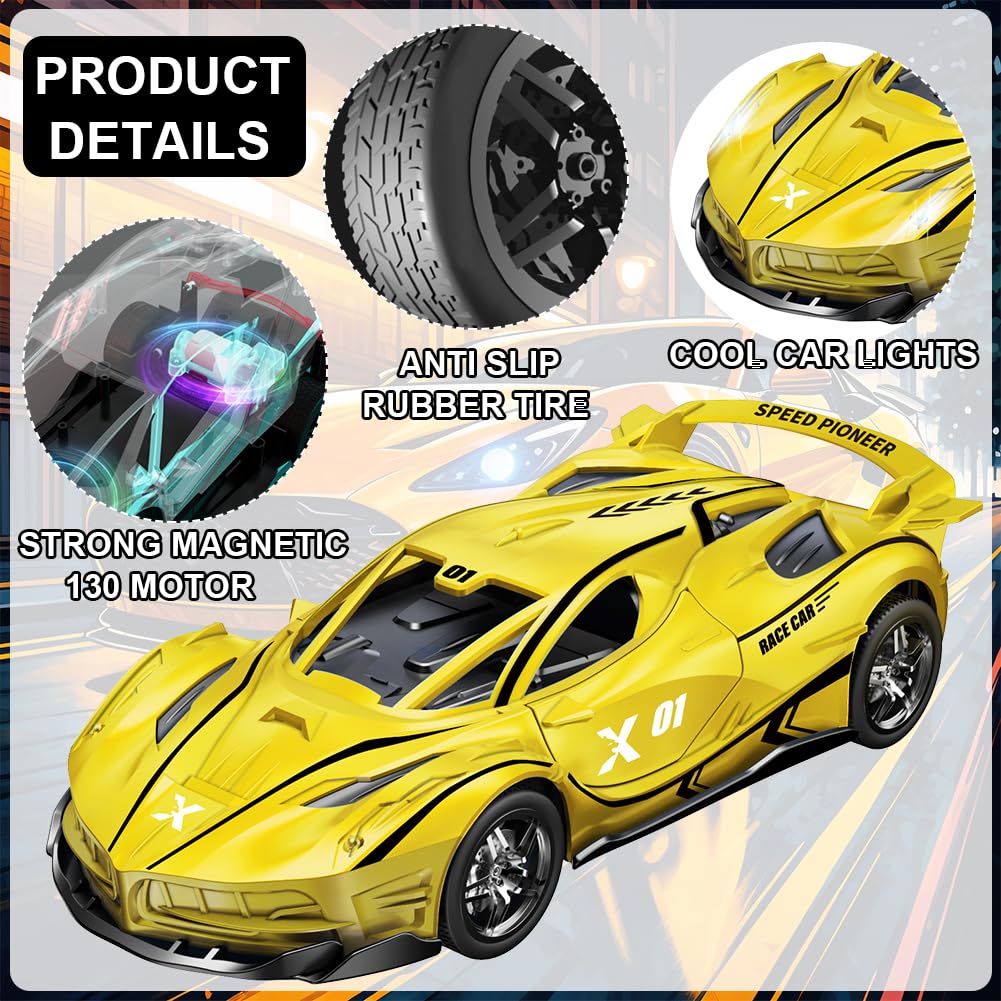 HATFRYF RC Drift Car, Cool Electric Remote Control Car, Kids Toy Vehicle, Model Toy for Boys - Driftable, Gifts for Kids Boy Yellow - Image 3