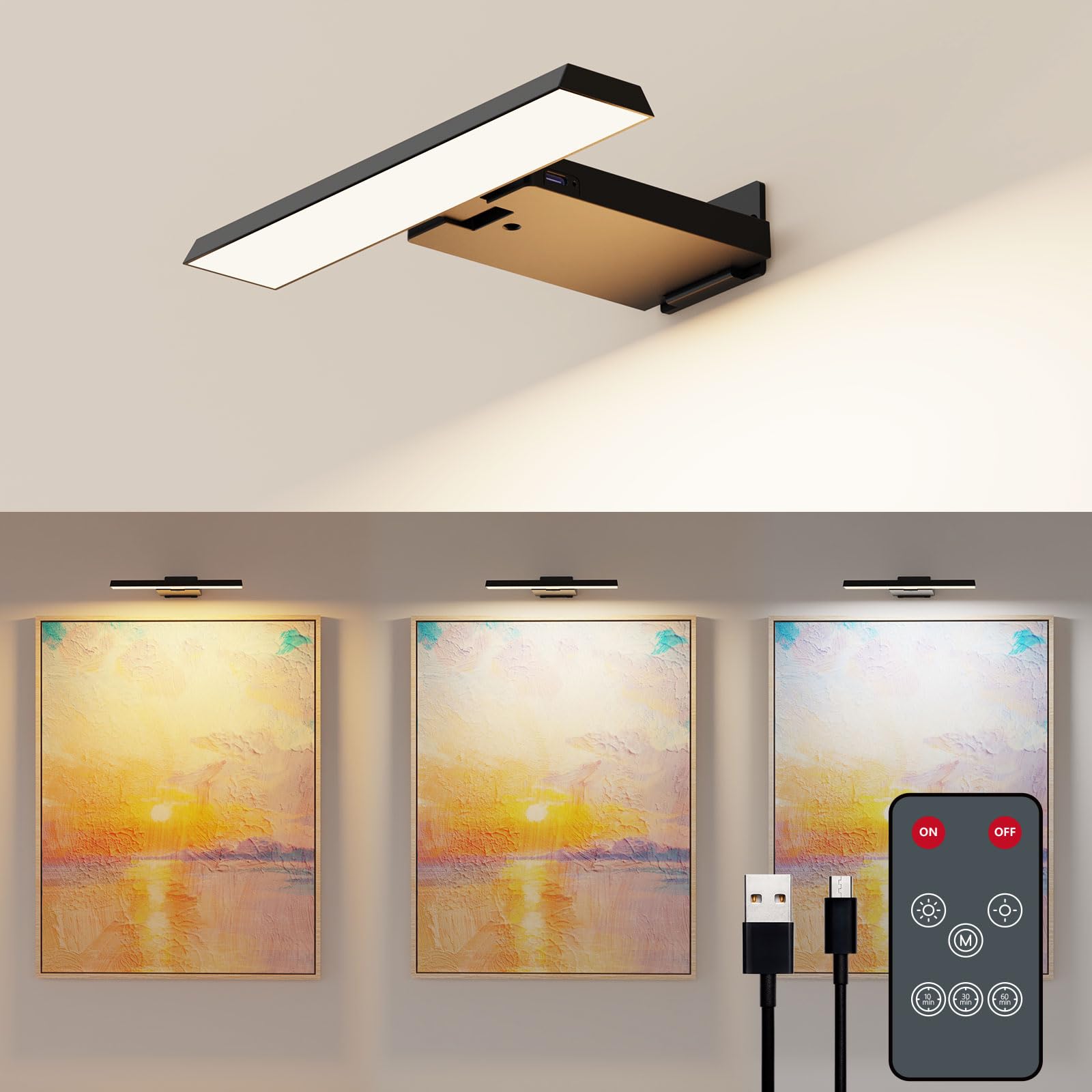 Luces de imagen para pared recargables con mando y 3 colores pack de 2 7