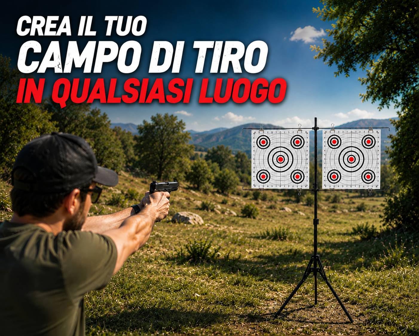 Supporto per bersagli con treppiede estensibile fino a 150 cm – Ideale per Airsoft, armi ad aria compressa, pallini di piombo e sfere in acciaio. Compatibile con bersagli fino a 30 x 30 cm. pieghevole