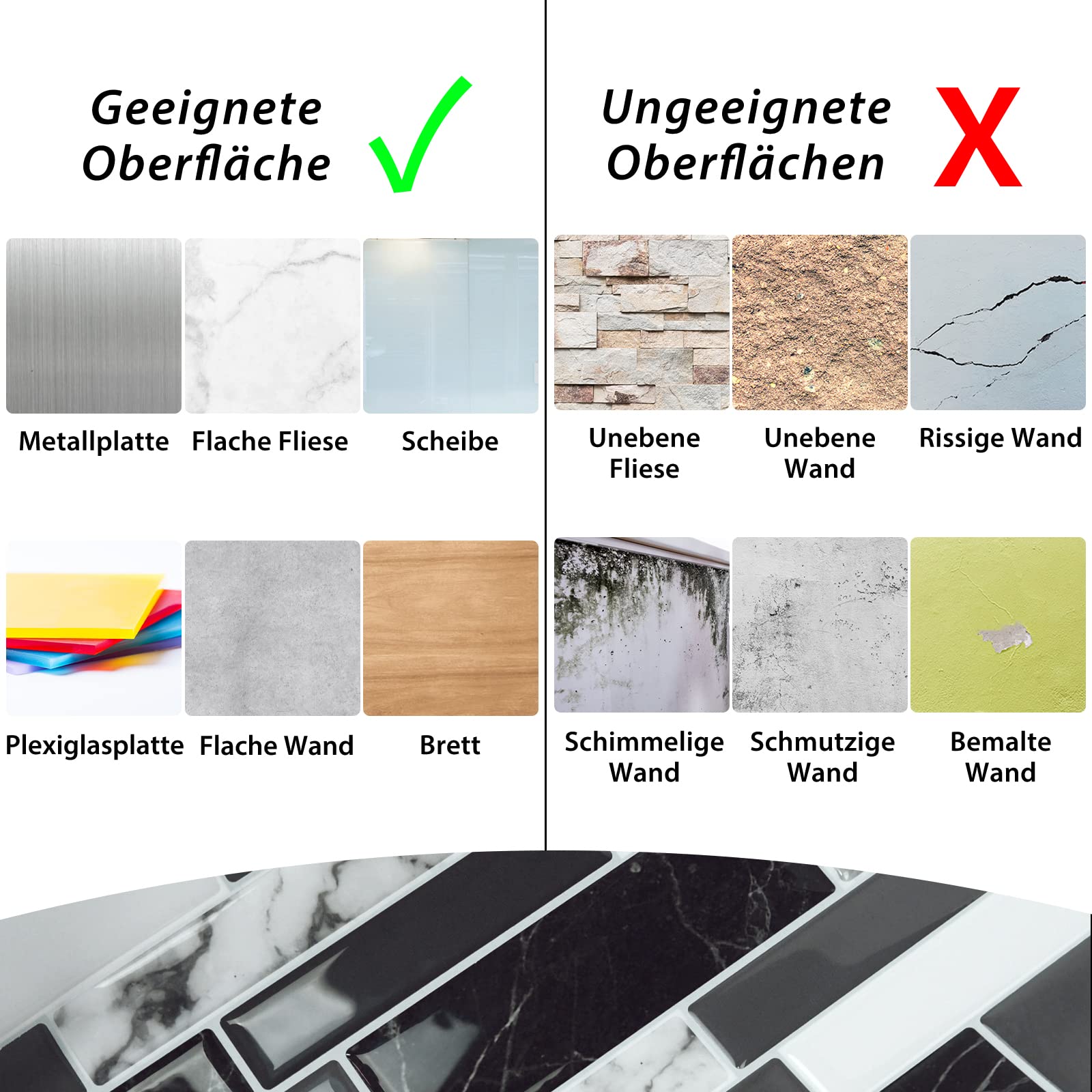 UISEBRT 10 hojas 3D para azulejos de baño, cocina, autoadhesivos, resistente al agua, azulejos de azulejos de pared, 30 x 30 cm, tipo A, mármol gris