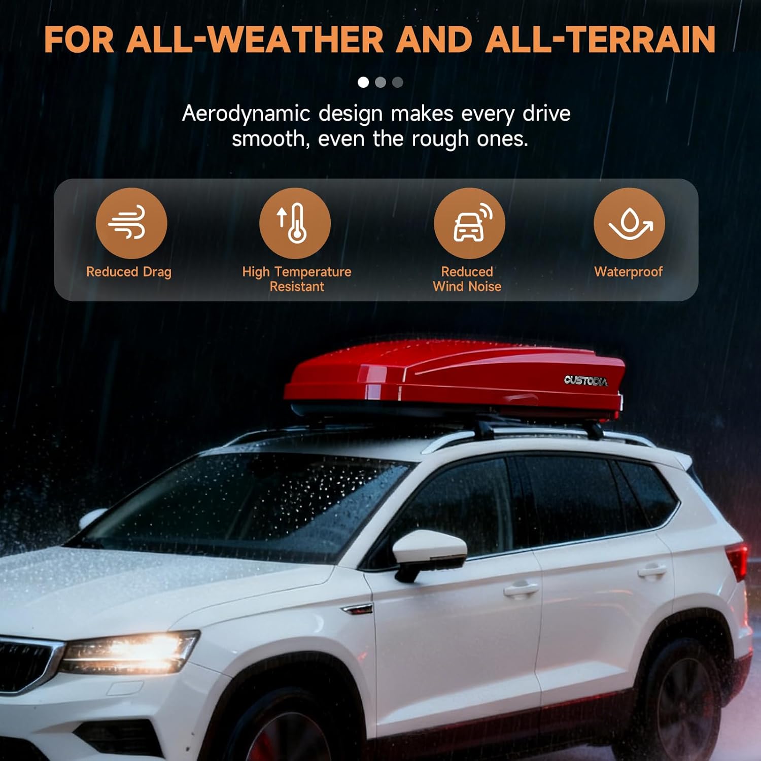 Rooftop Cargo Carrier Hard Shell, Dual-Side Opening Car Roof Cargo Box with Security Key, 150LBS Capacity, Car Roof Cargo Carrier for 17.32" to 38.58" Wide Crossbar Rack