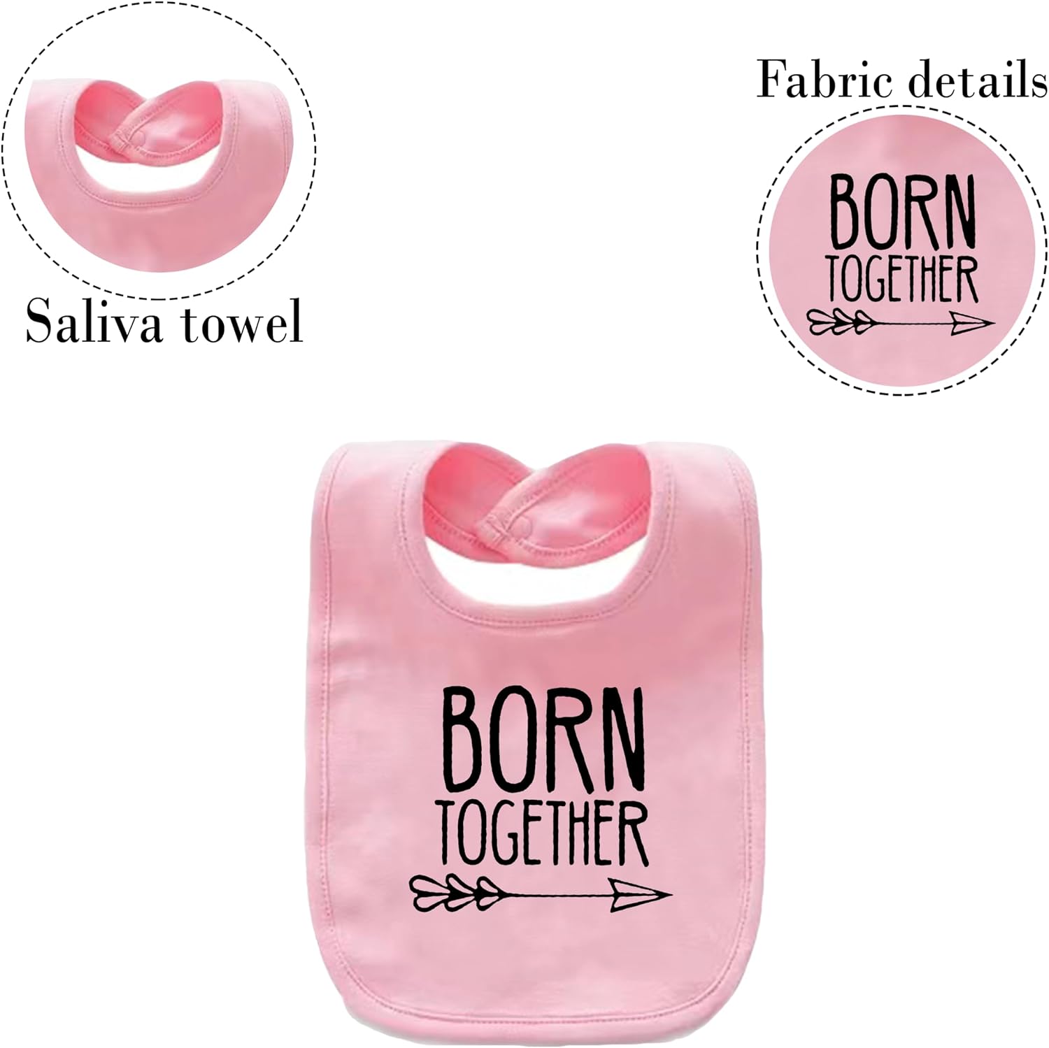 YSCULBUTOL Baby Twins Bibs Born Together Friends Forever Newborn Baby Cute Unisex Bibs Infant Twin Outfits image 2