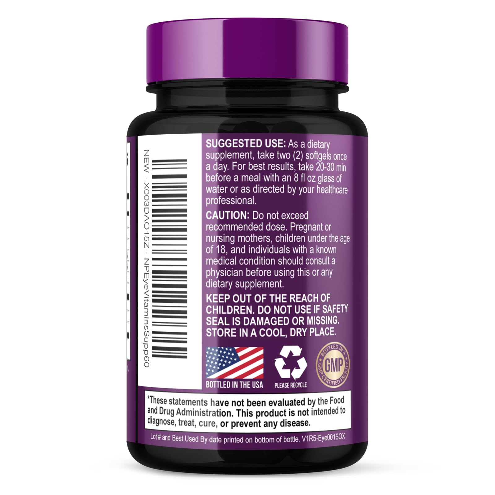 Eye Vitamins Supplements - 3x Strength Eye Health Vitamin with Lutein and Zeaxanthin - Natural Vision Macular Health Eye Support With Zinc, Vitamins C E & Minerals, Bottled in USA - 60 Capsules — Amazon image 8