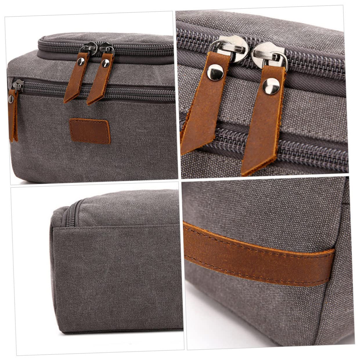 Bolsa de Lavado de Viaje Portátil para Hombre y Mujer, Lona Cuero