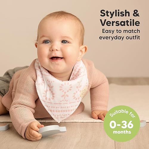 Miniatura 265 de KeaBabies 8 unidades de baberos tipo bandana orgánicos para niñas - Baberos tipo triángulo súper absorbentes para bebés que babean y están en