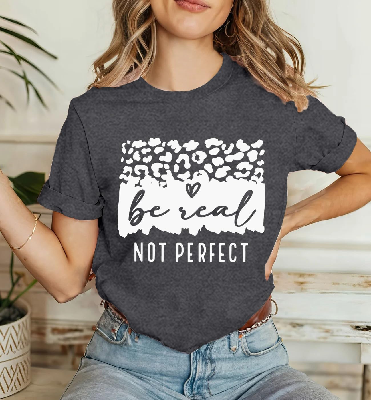 Kindness Shirt for Women Be Real Not Perfect T-Shirt Inspirational Positive Tee Tops - Image 3