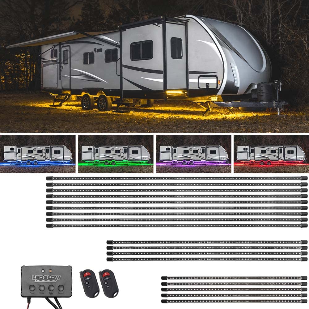 Buy LEDGlow 18pc Million Color Slimline RV Camper LED Underglow Accent Lighting Kit for 40ft