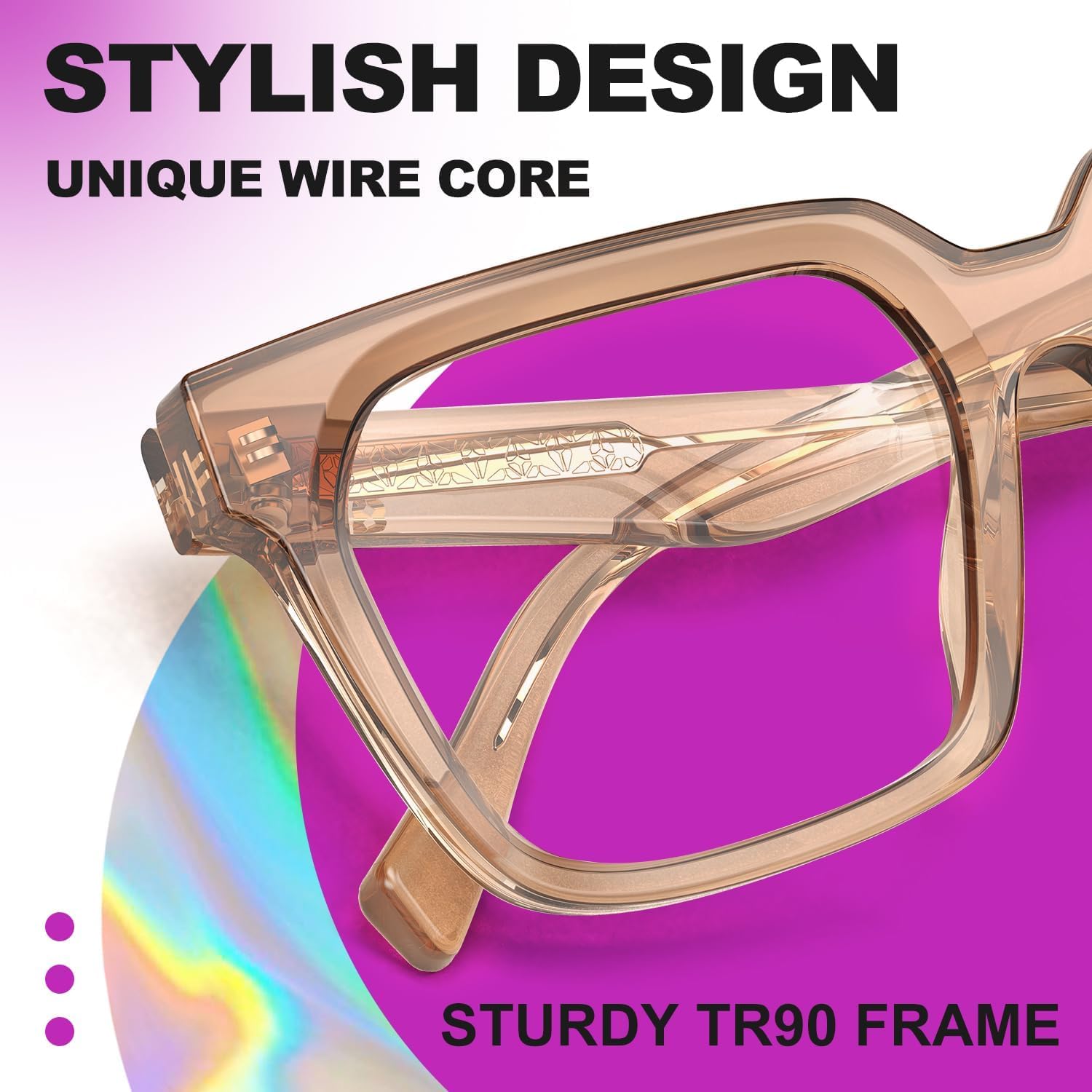 VISOONE Rectangle TR90 Blue Light Blocking Glasses Computer Eyewear with Preppy Look for Women and Men Cougar - Image 6