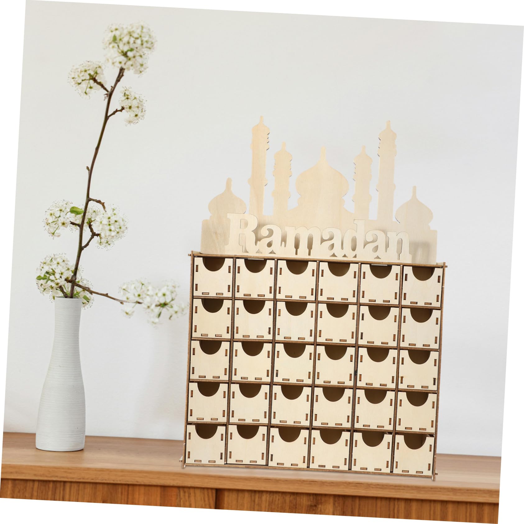 MAGICLULU Calendario De Adviento De Madera Para Hacer Uno Mismo Calendario De Regresiva Para Eid Mubarak Adornos De Madera Para Decoración De Hogar Durante Ramadán