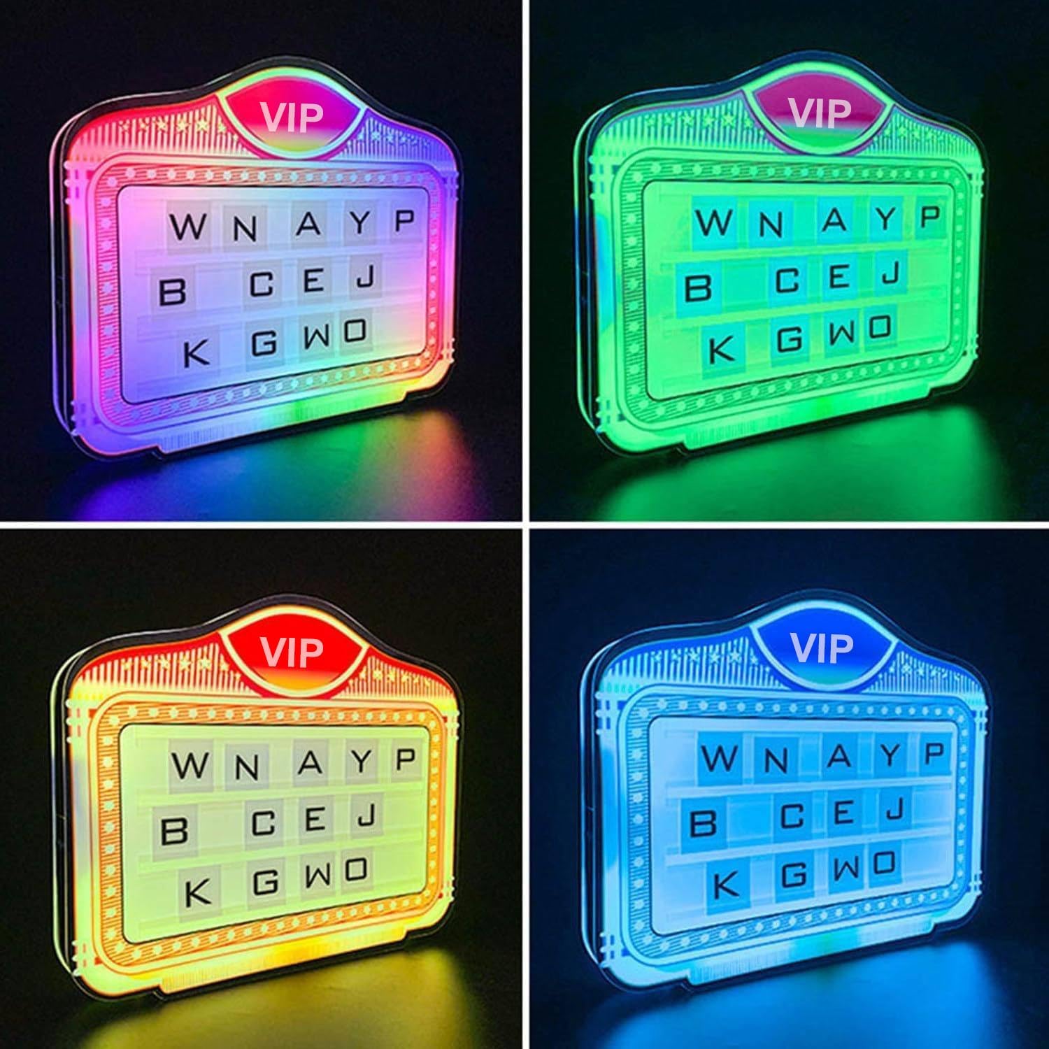 LED Letter Bottle Presenter, VIP Bottle Service Sign Color Display Lights with 4 Sets Letters & 1 Numbers Kit, Hand Holding Light Box Sign for Party, Bar & Night Club (vip)