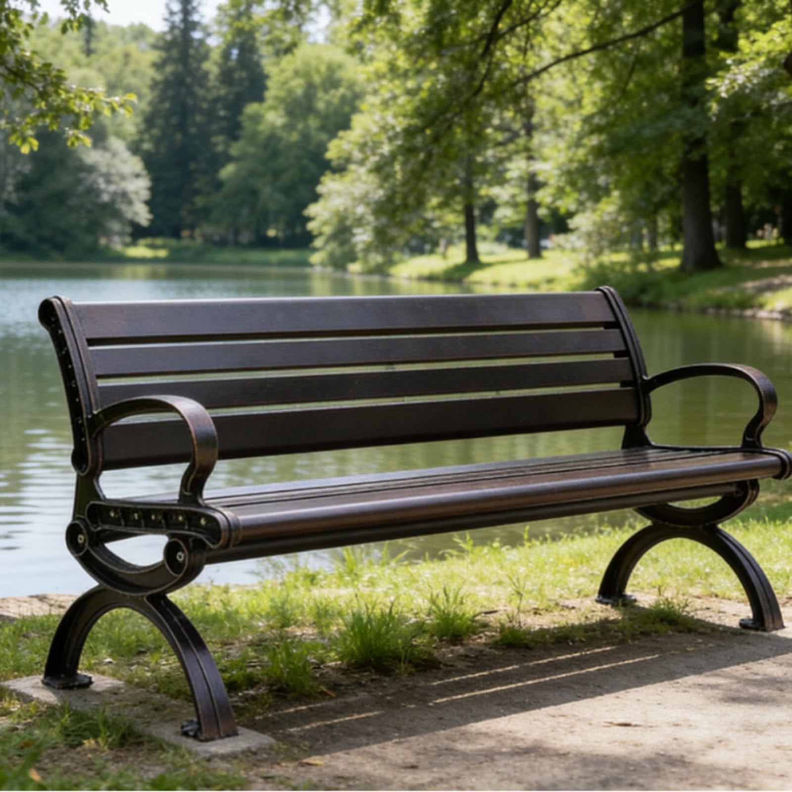 Banco de Parque para Exteriores con Respaldo, Fabricado en Aluminio Fundido Macizo, Bancos de Parque con Gran Capacidad de Carga, Muy Resistentes a la Intemperie, para Jardines(150cm/59in)